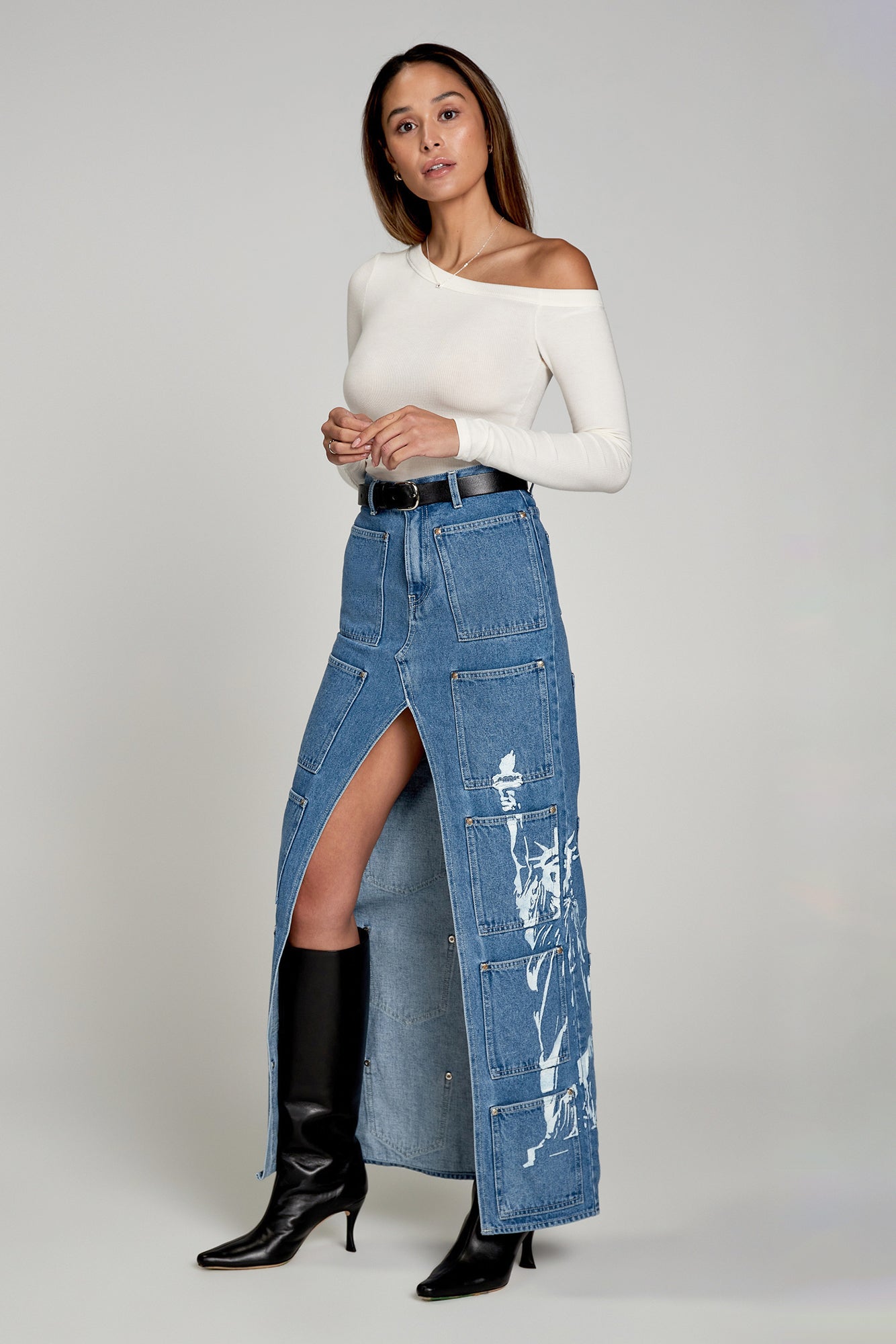 Baby Rib Off-Shoulder Long Sleeve