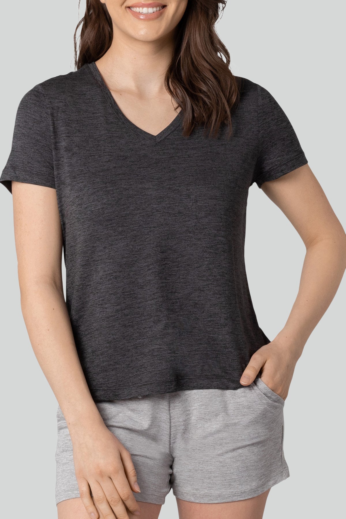 Haut en tricot à manches courtes et encolure en V