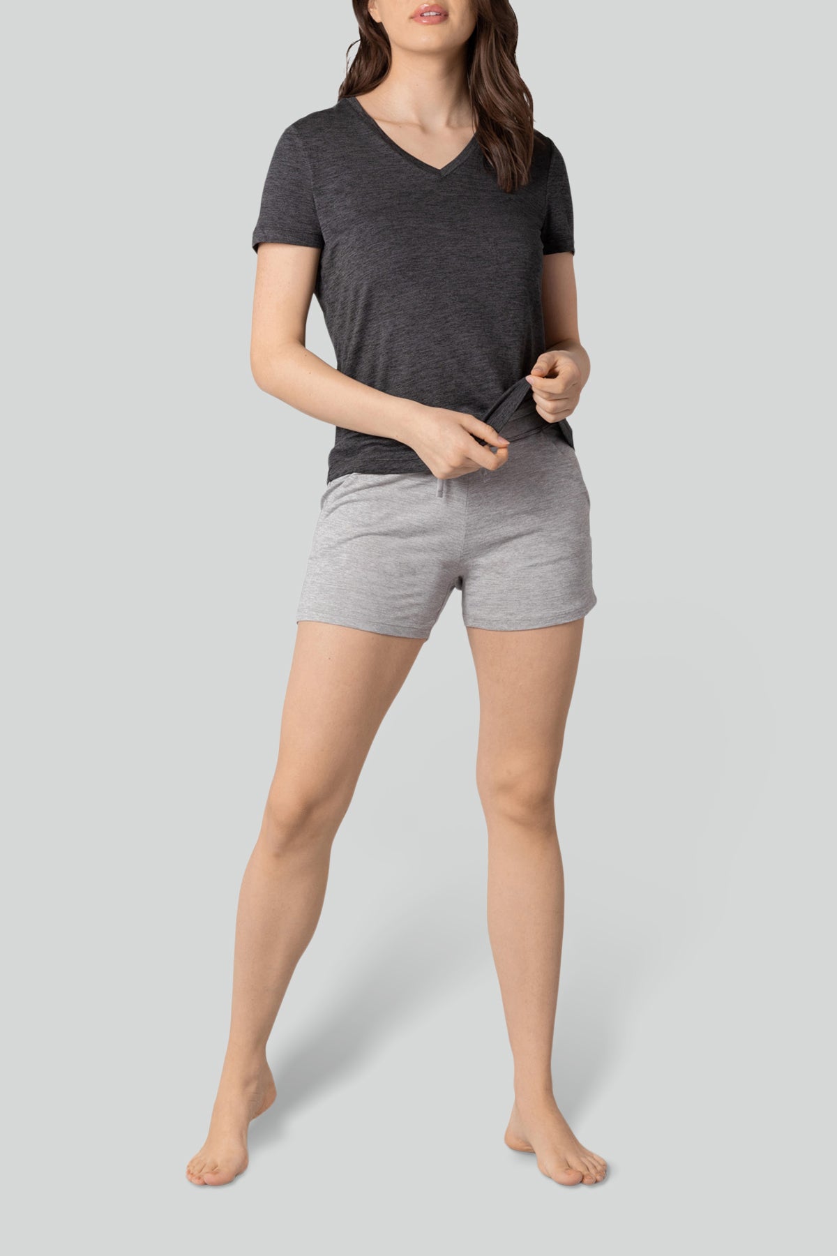 Haut en tricot à manches courtes et encolure en V