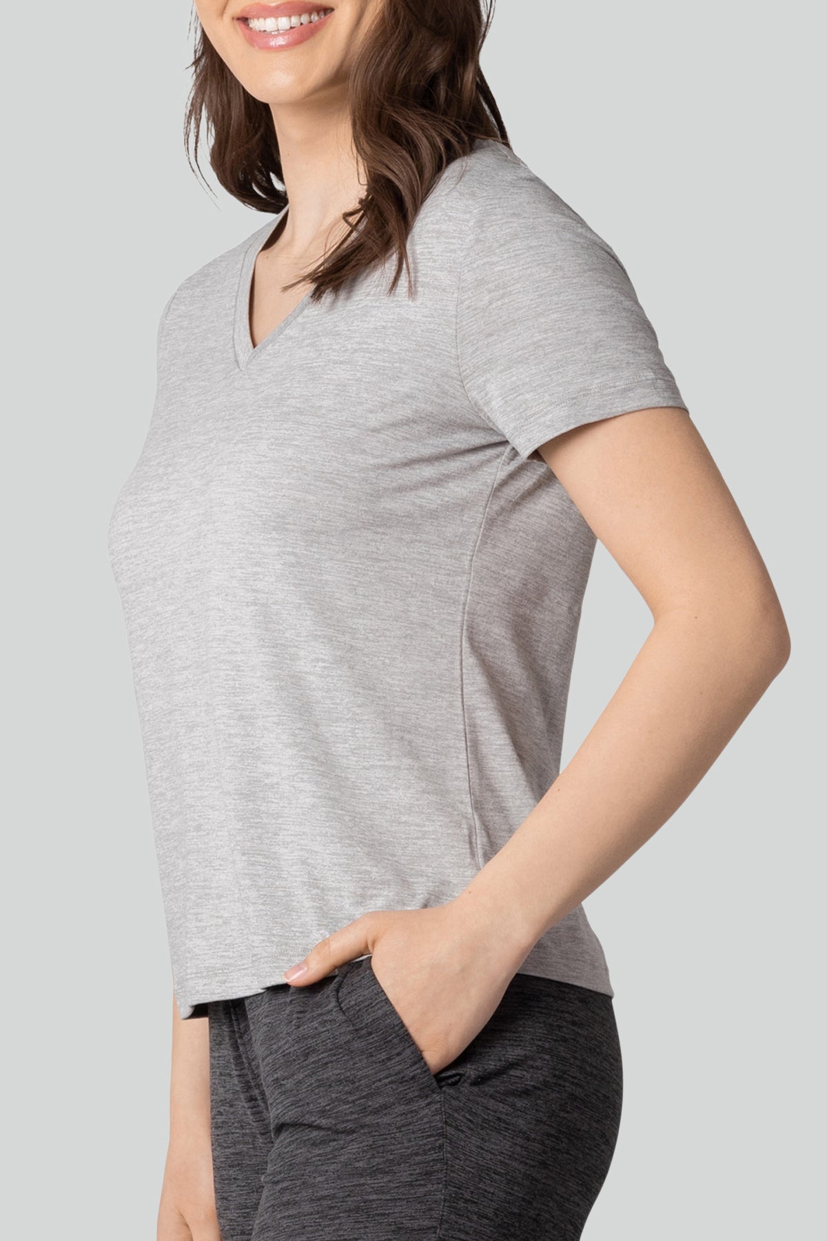 Haut en tricot à manches courtes et encolure en V