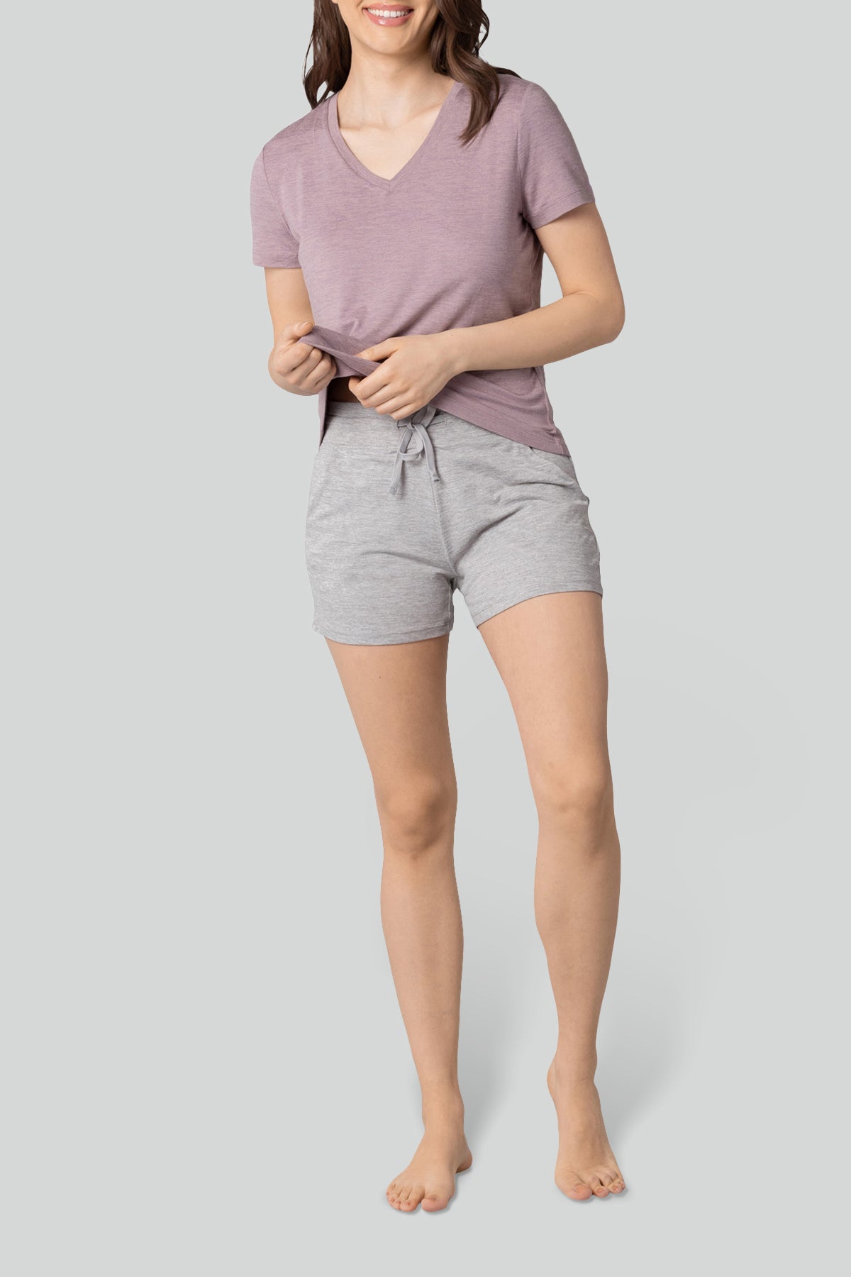 Haut en tricot à manches courtes et encolure en V