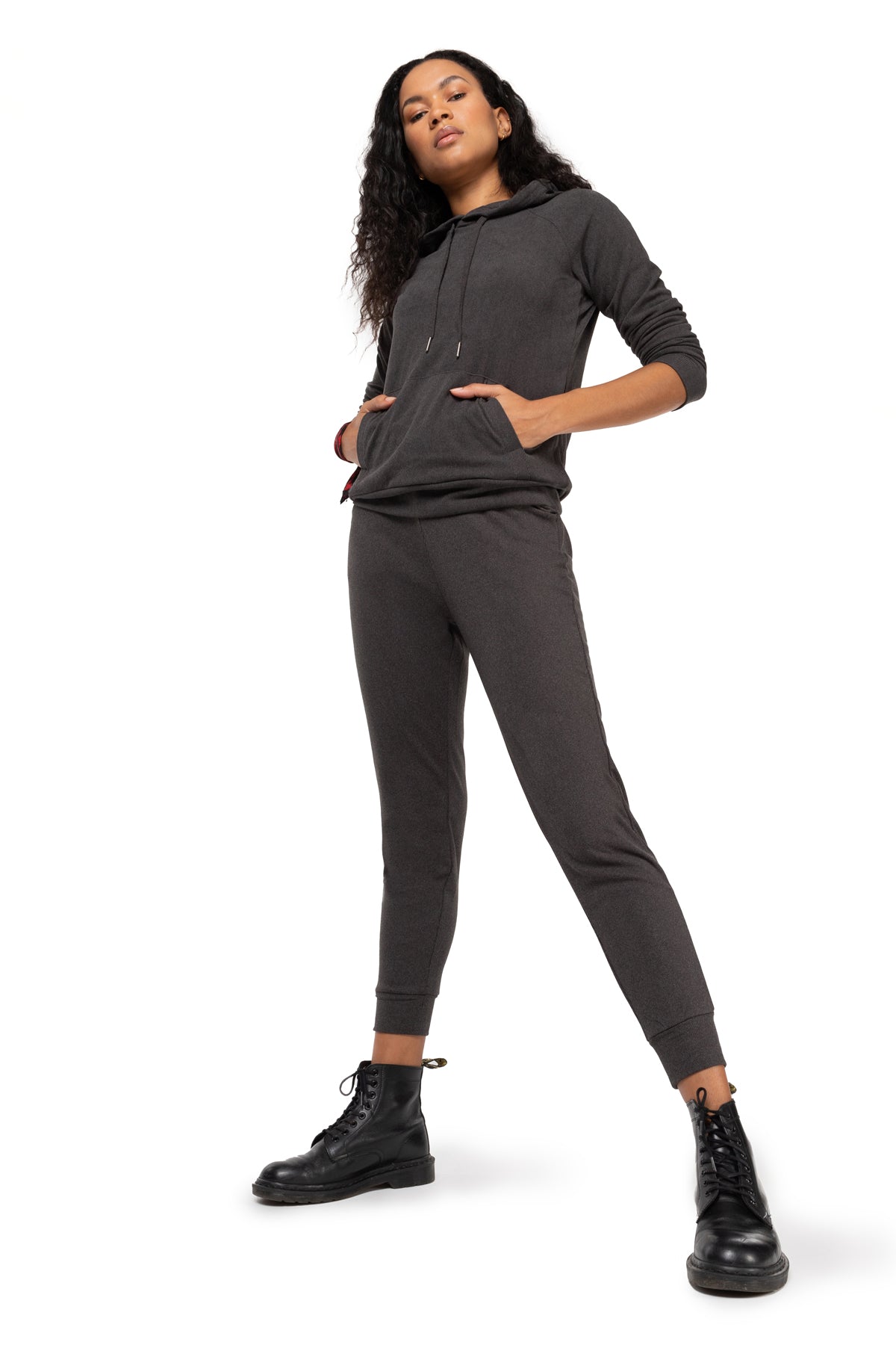 Sweat à capuche après-ski en molleton côtelé