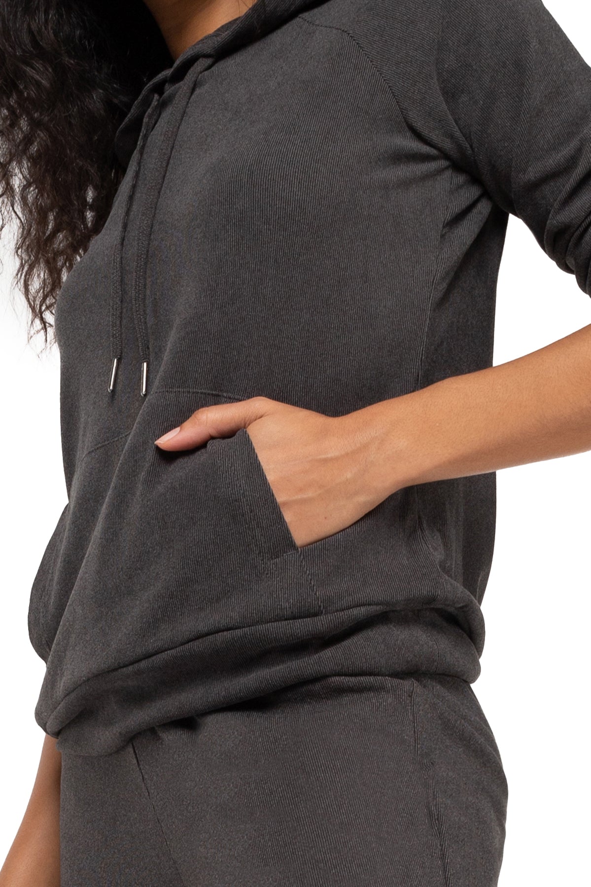 Sweat à capuche après-ski en molleton côtelé