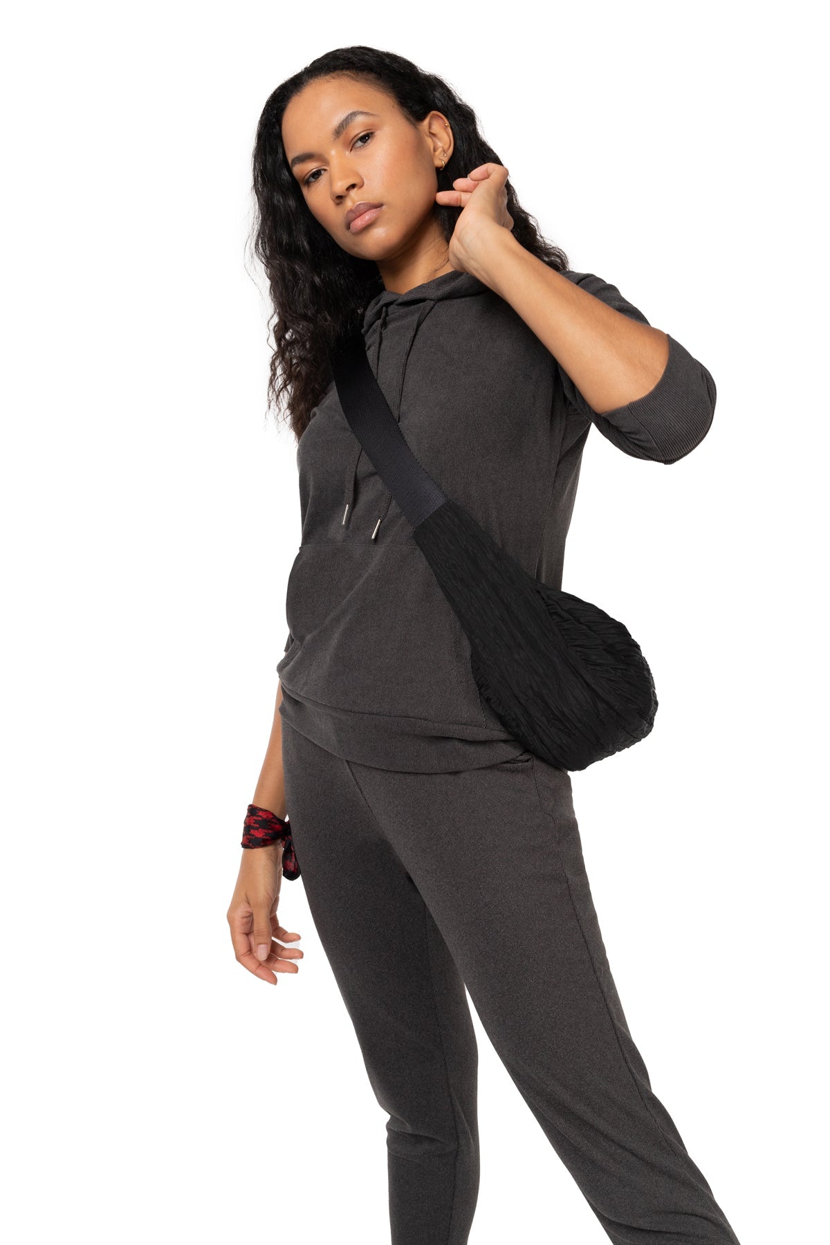 Sweat à capuche après-ski en molleton côtelé