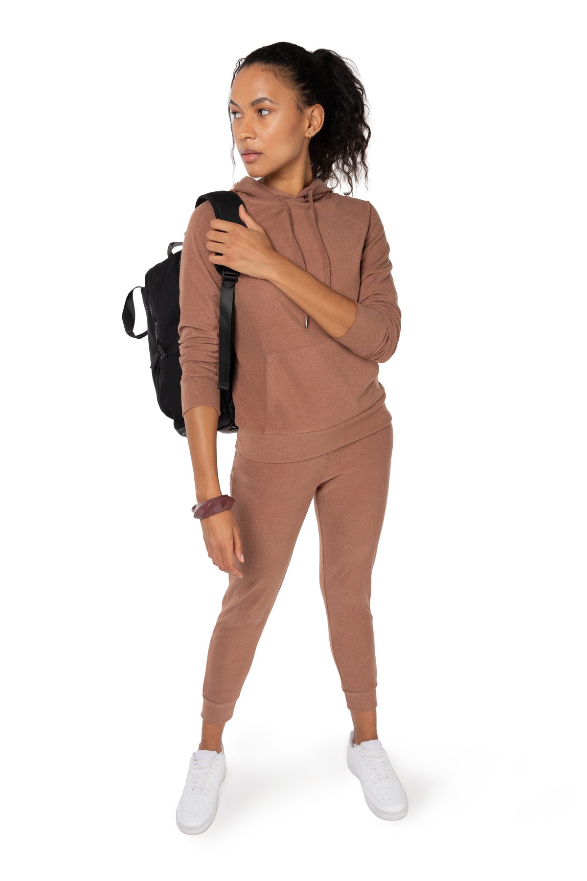 Sweat à capuche après-ski en molleton côtelé