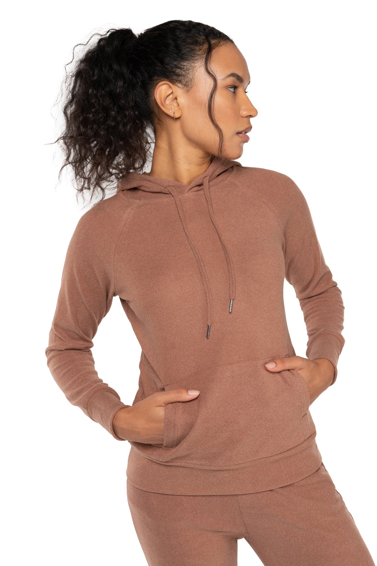 Sweat à capuche après-ski en molleton côtelé