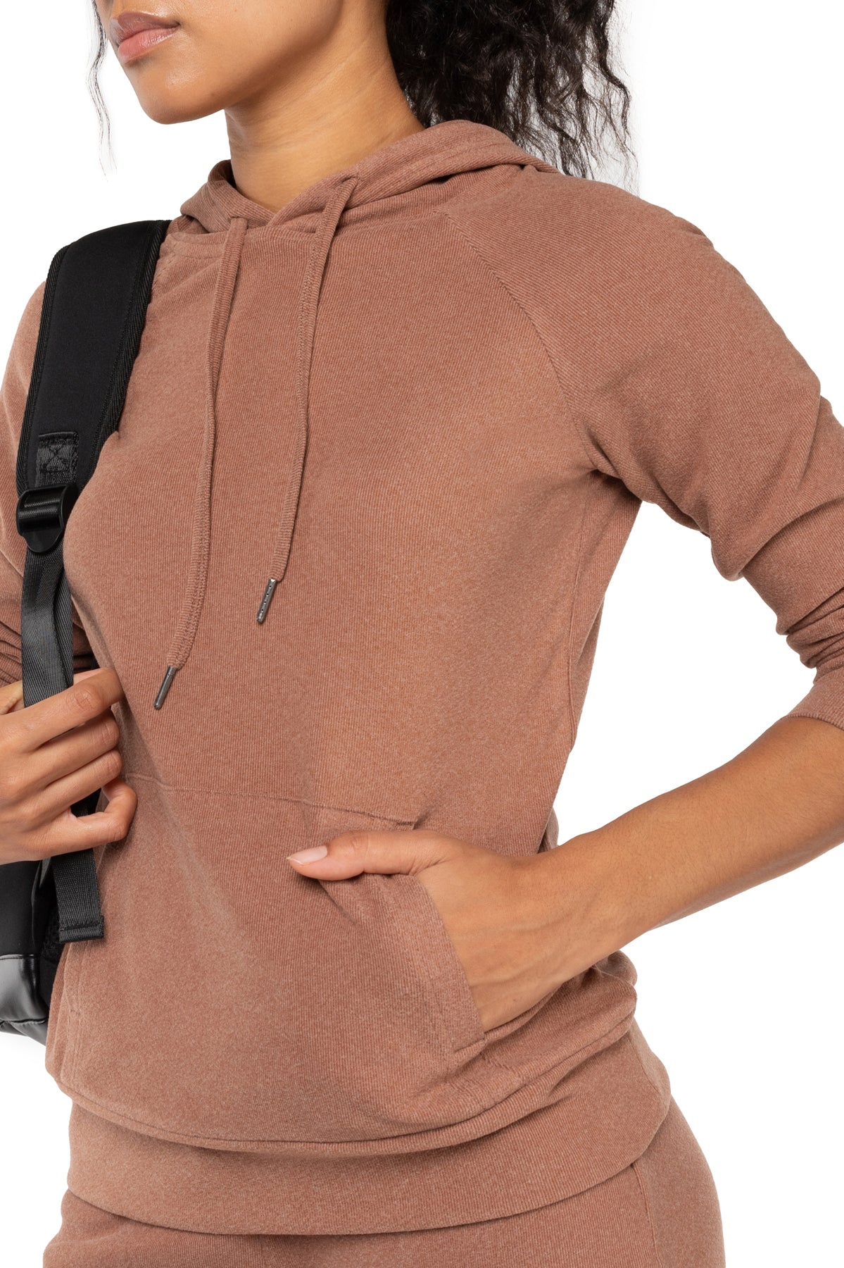 Sweat à capuche après-ski en molleton côtelé