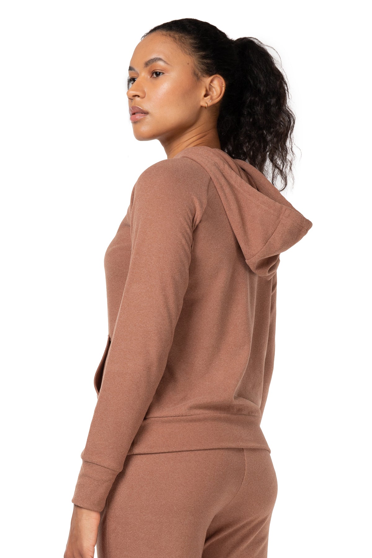 Sweat à capuche après-ski en molleton côtelé