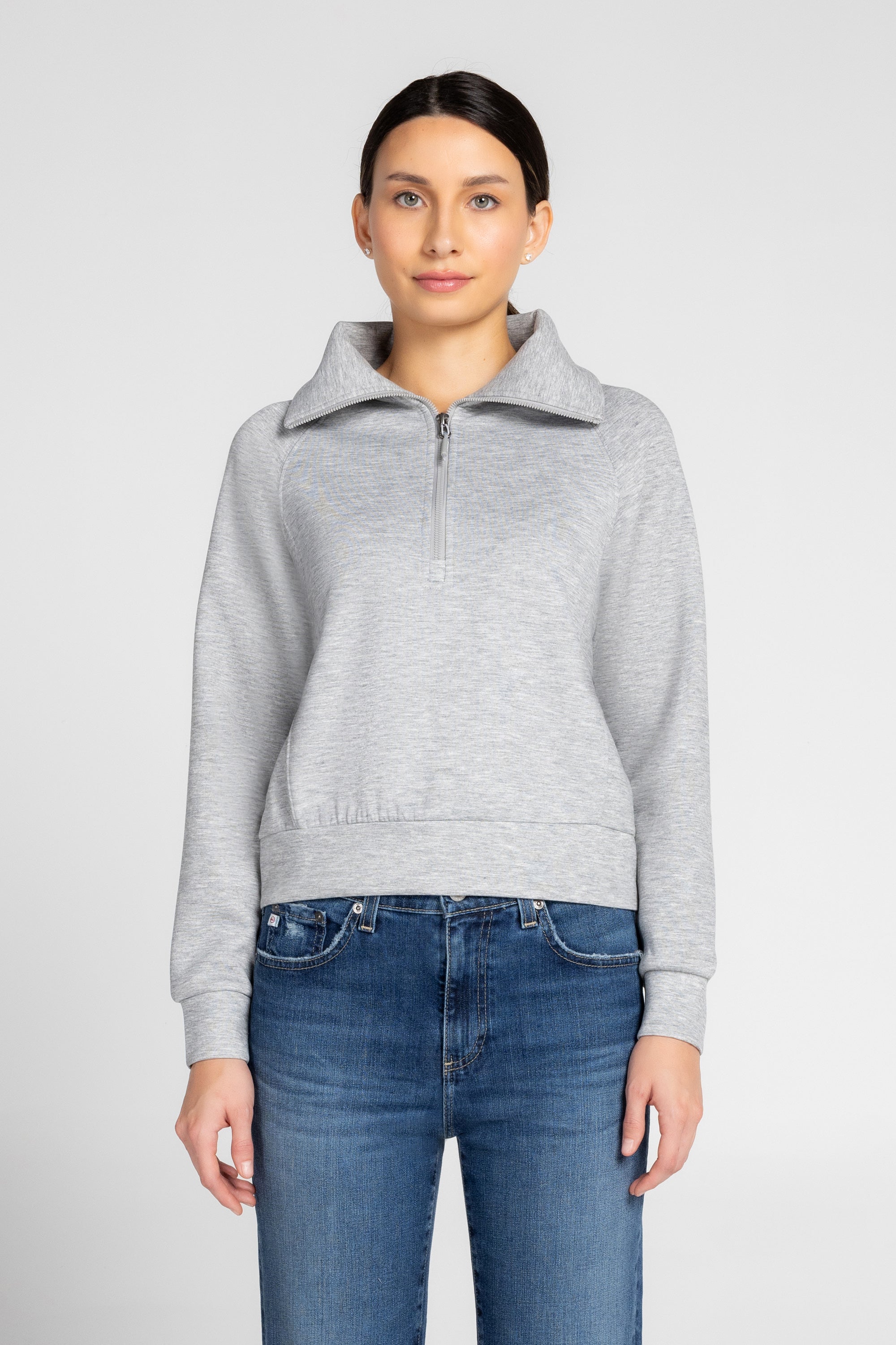 Sweat-shirt à col cheminée et demi-zip Kaia