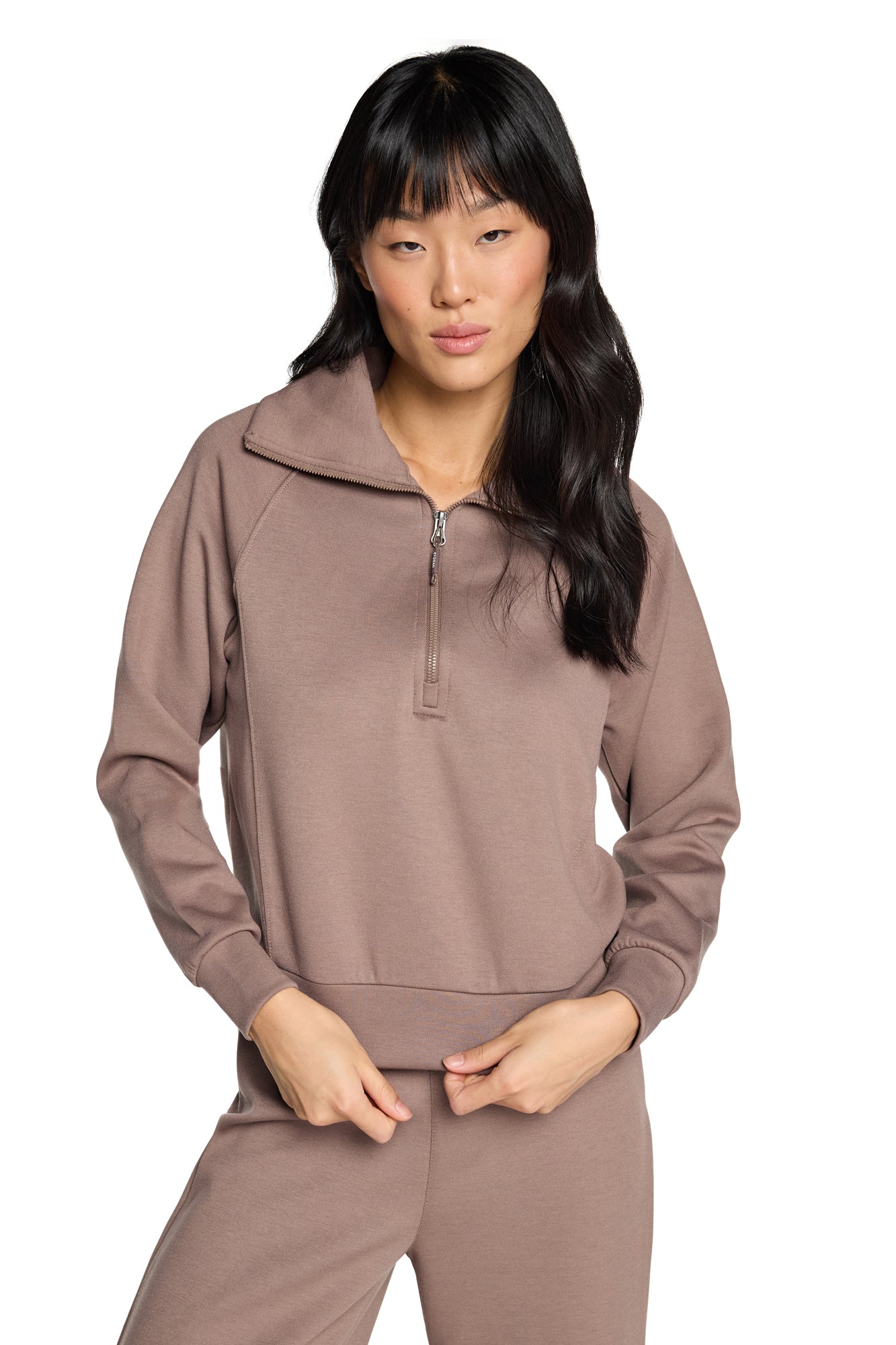 Sweat-shirt à col cheminée et demi-zip Kaia