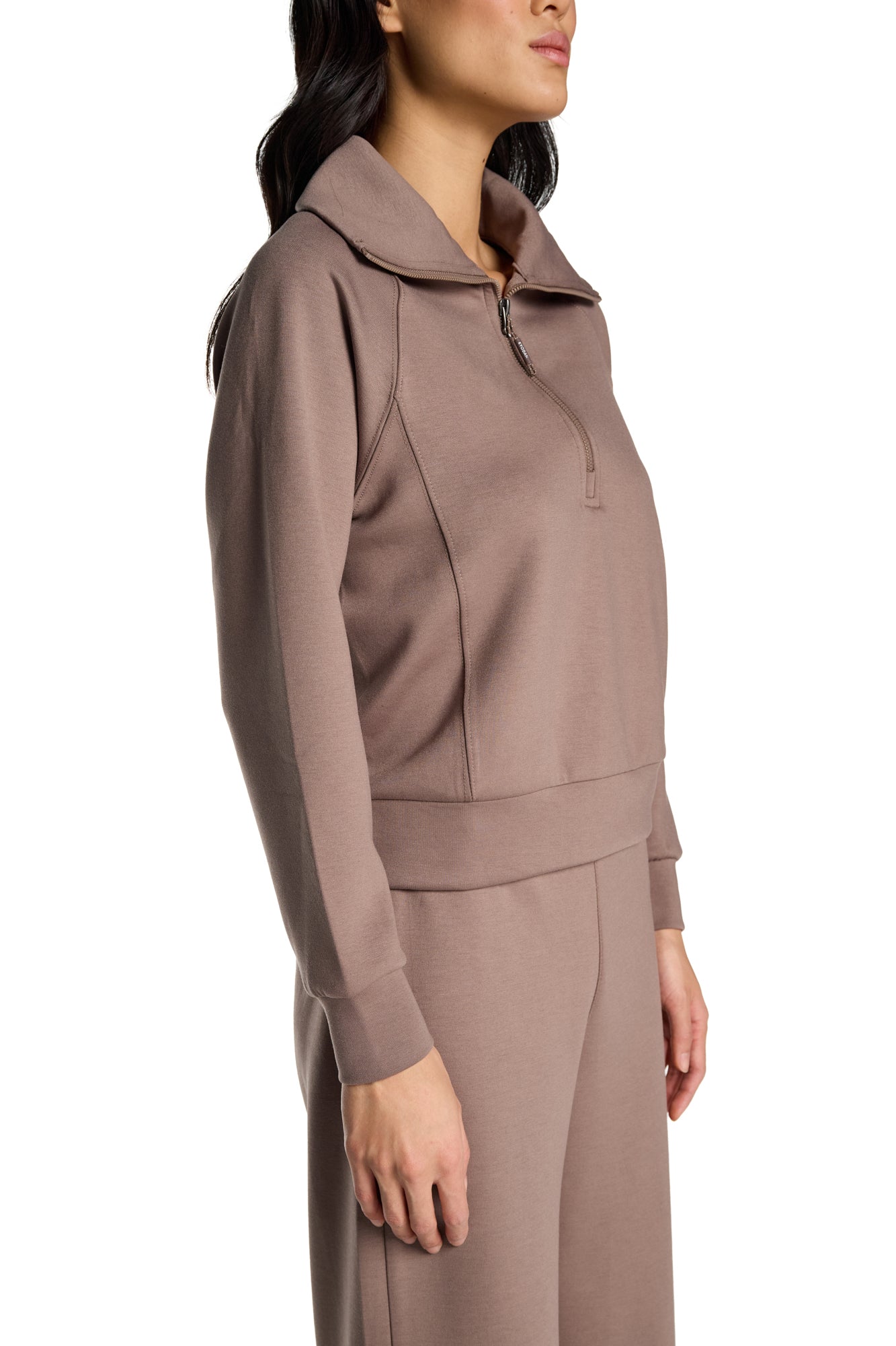 Sweat-shirt à col cheminée et demi-zip Kaia