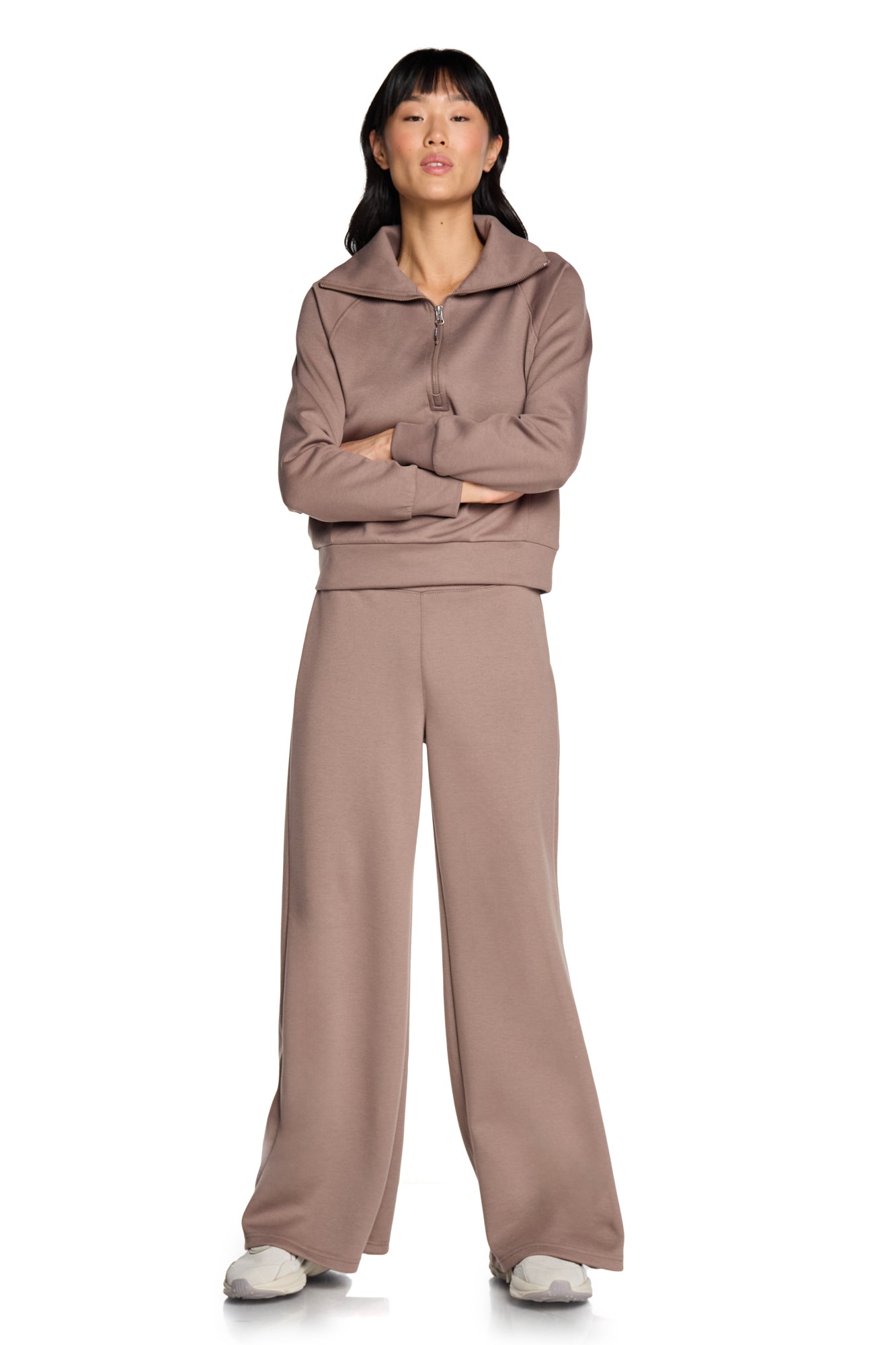 Sweat-shirt à col cheminée et demi-zip Kaia
