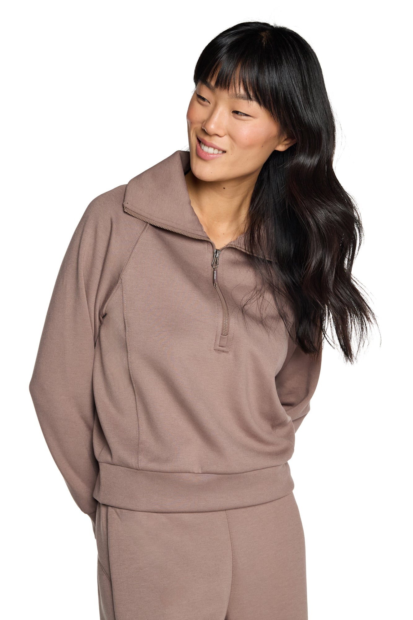Sweat-shirt à col cheminée et demi-zip Kaia