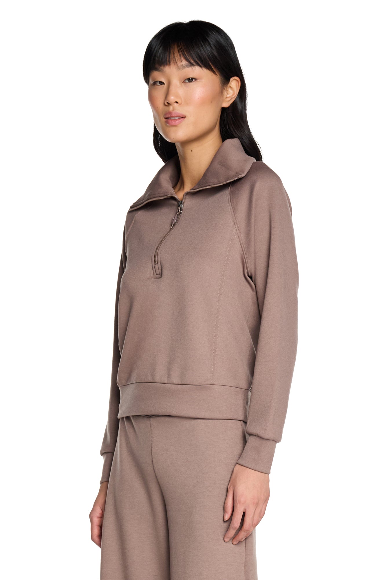 Sweat-shirt à col cheminée et demi-zip Kaia