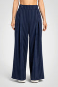 Pantalon à jambes ultra larges de luxe à fines rayures – 30 po