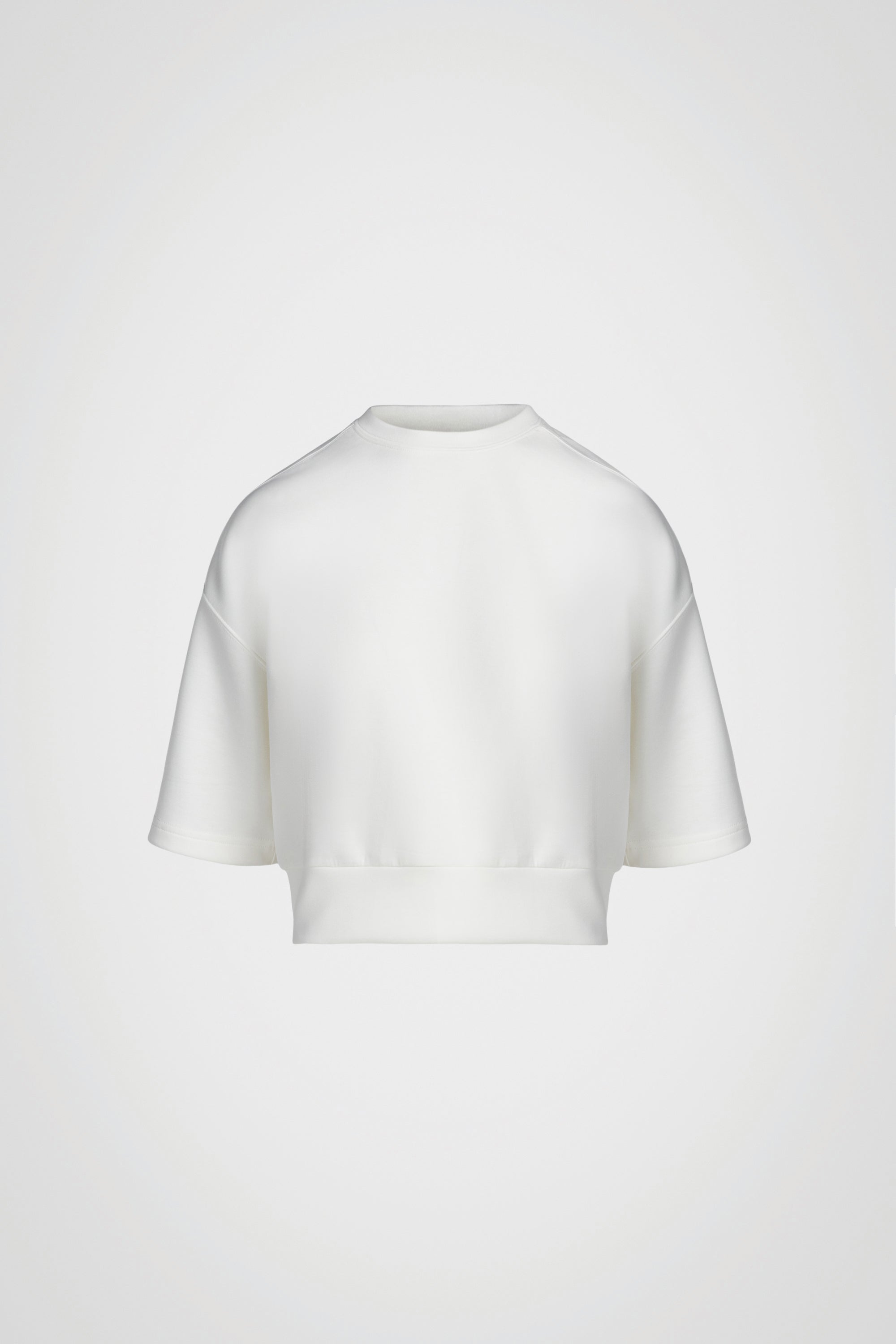 Stretch Knit Crew Neck Short Sleeve Top