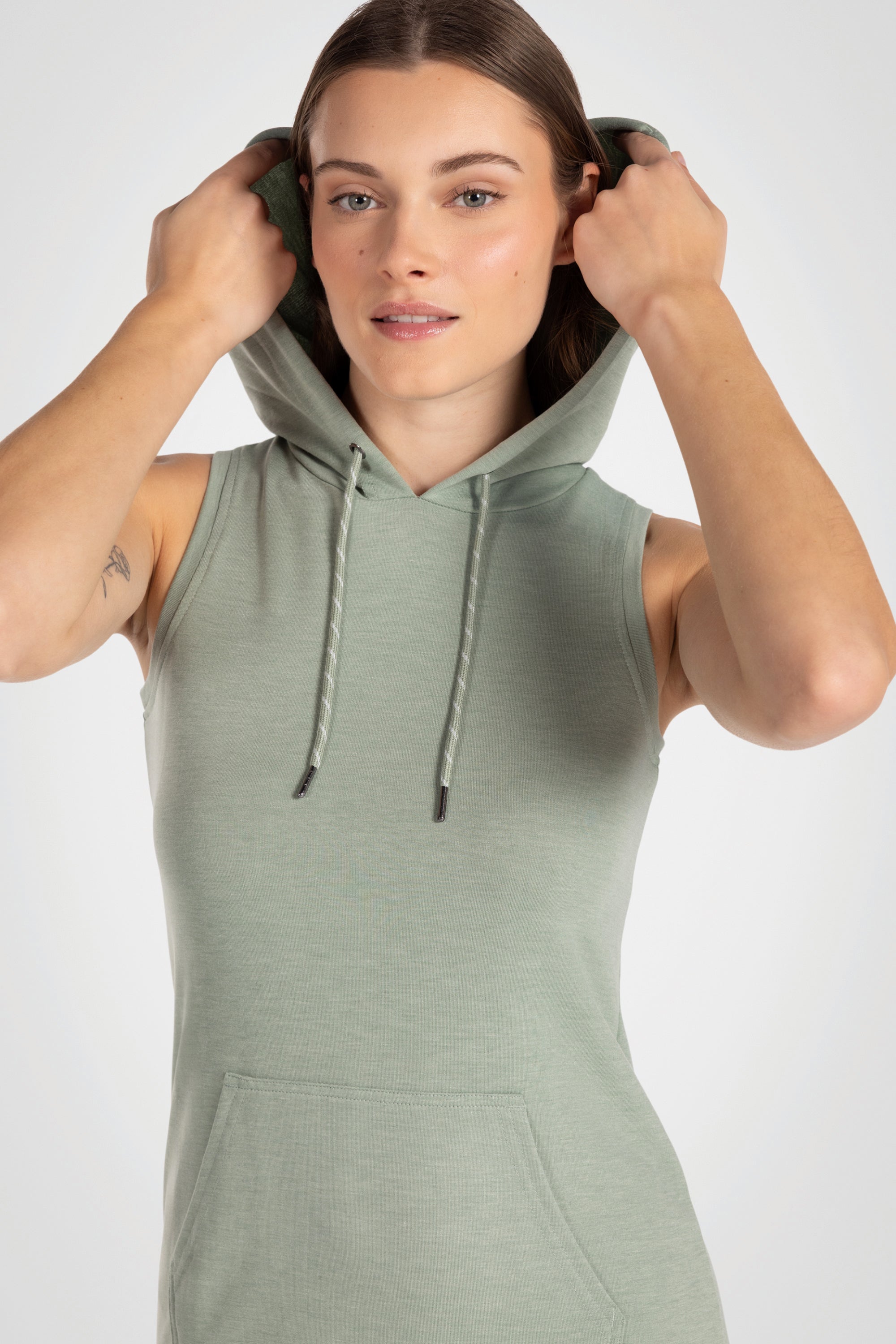 Robe à capuche sans manches en éponge française pour l'extérieur