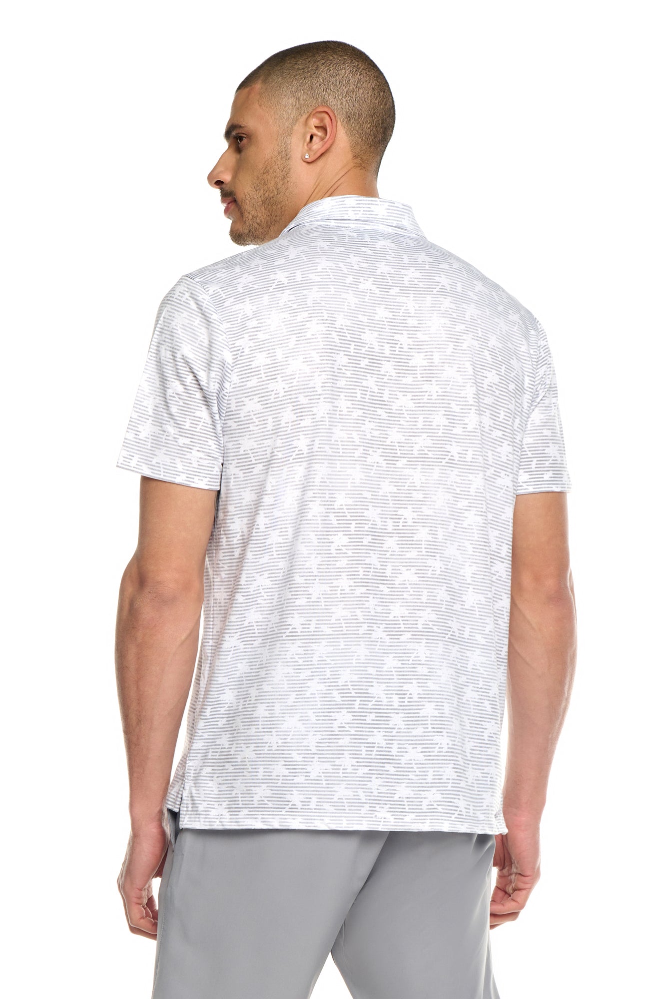 Printed Golf Polo with Self Collar and 3 Front Buttons