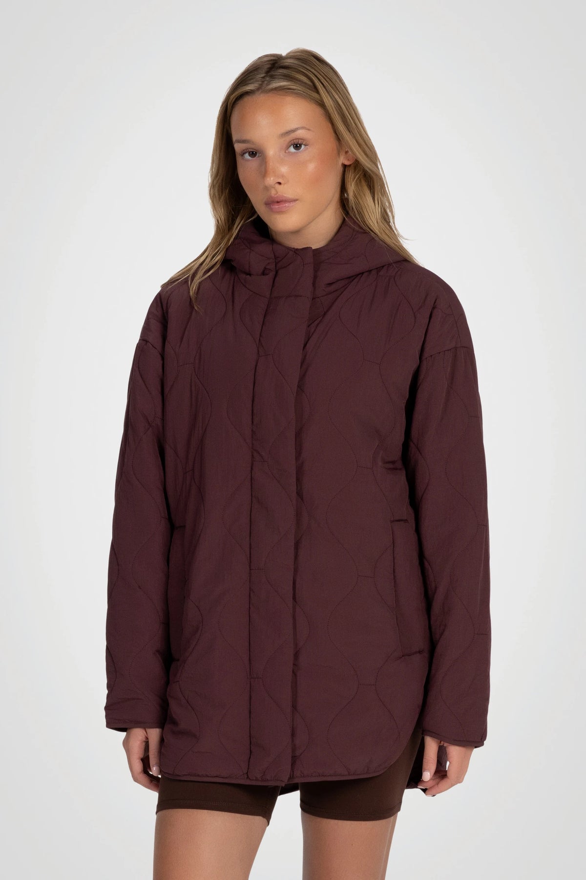 Avelune Hi-Low Quilted Hooded Jacket
