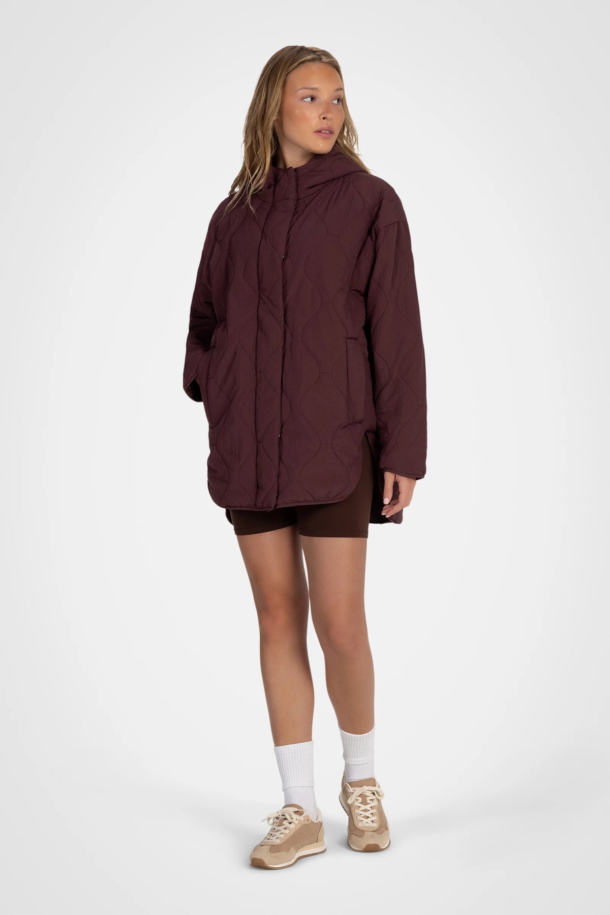 Avelune Hi-Low Quilted Hooded Jacket