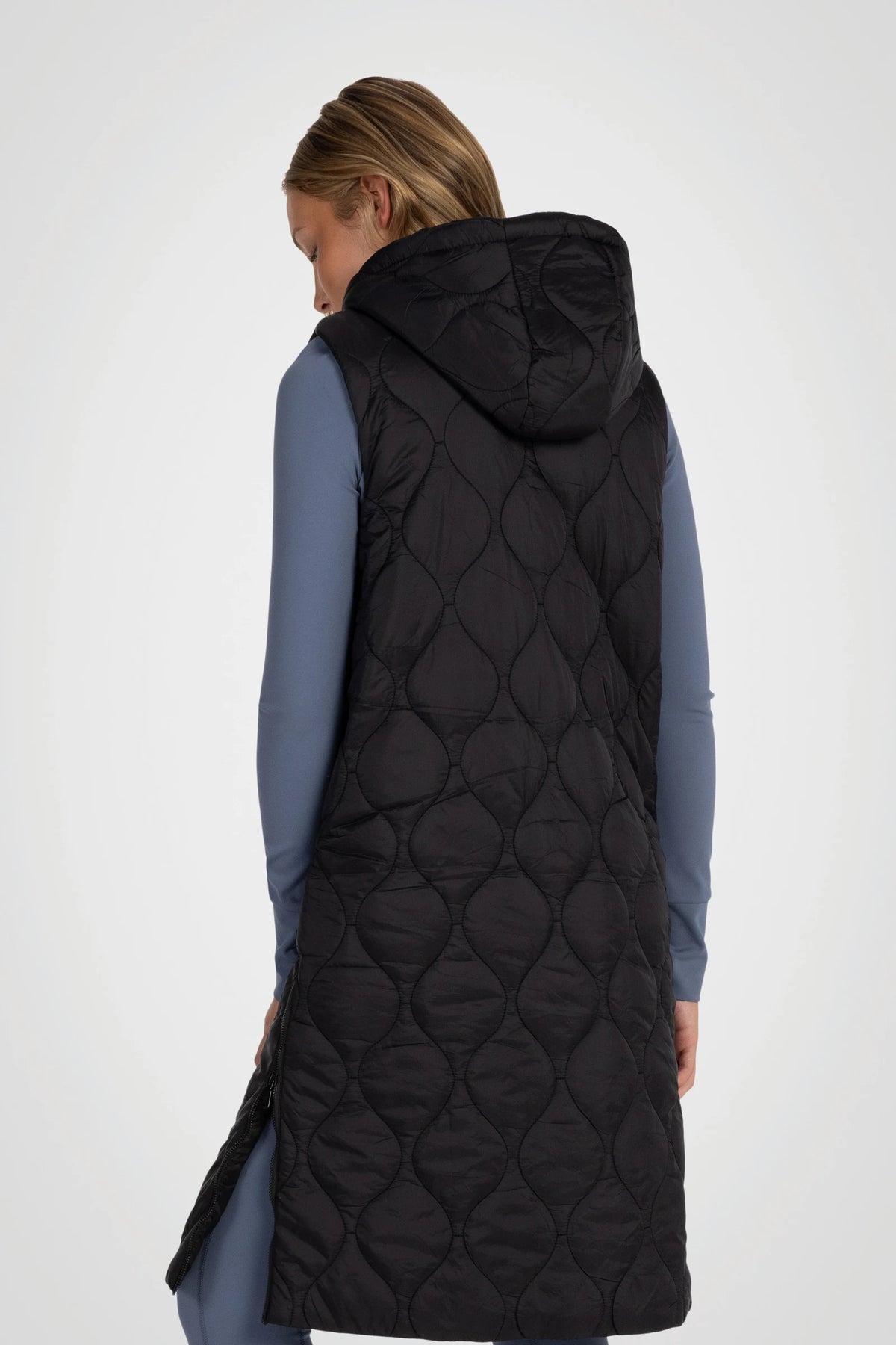 Vallune Long Quilted Hooded Vest