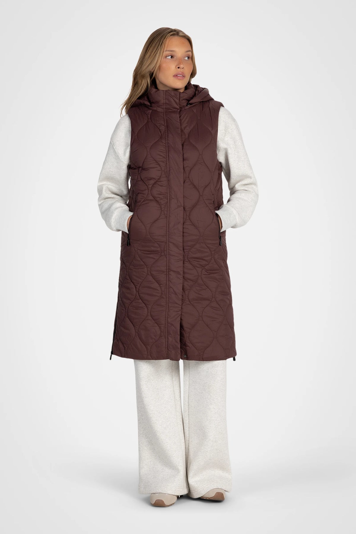 Vallune Long Quilted Hooded Vest