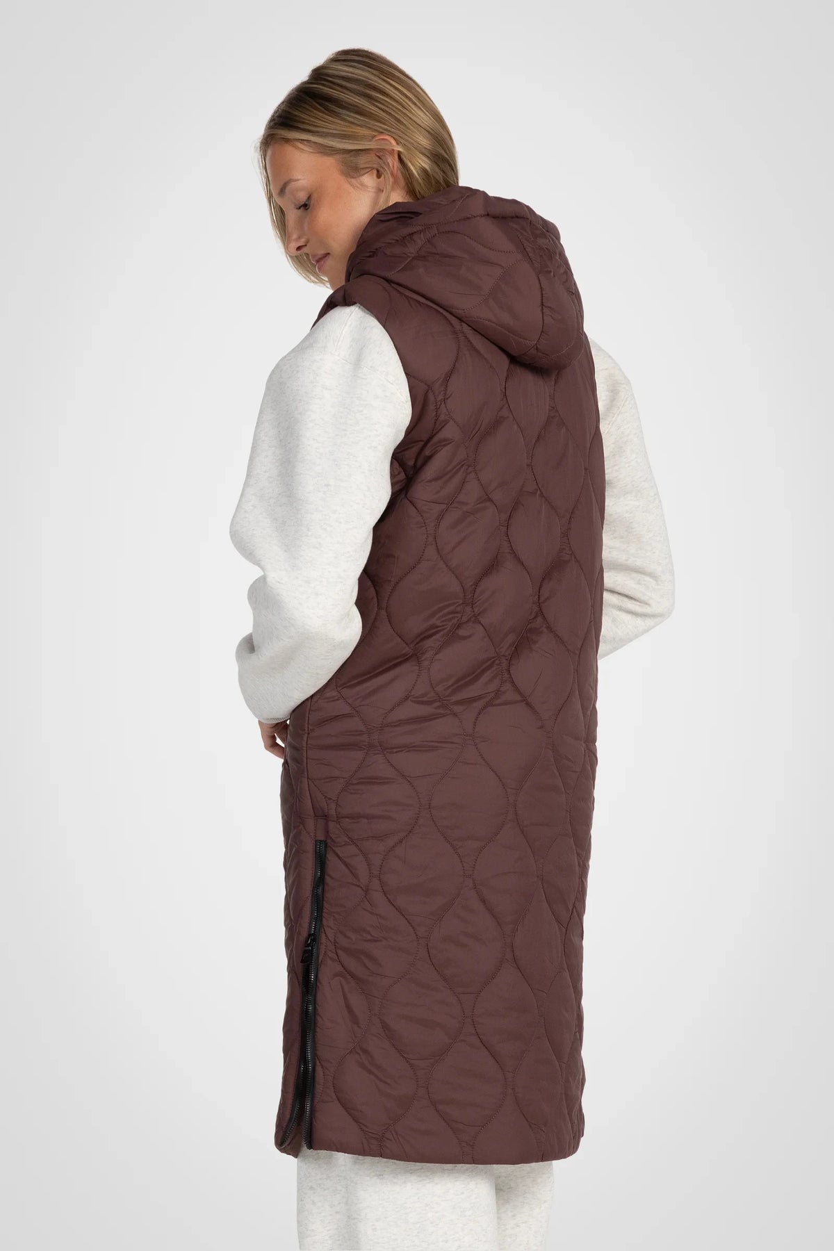 Vallune Long Quilted Hooded Vest