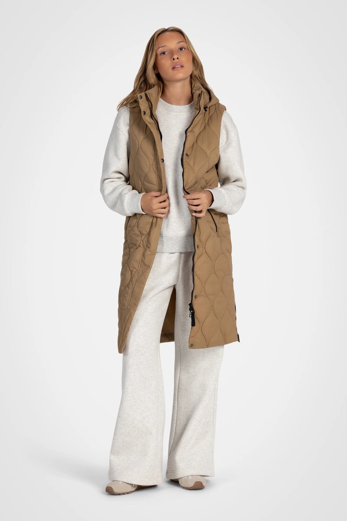 Vallune Long Quilted Hooded Vest