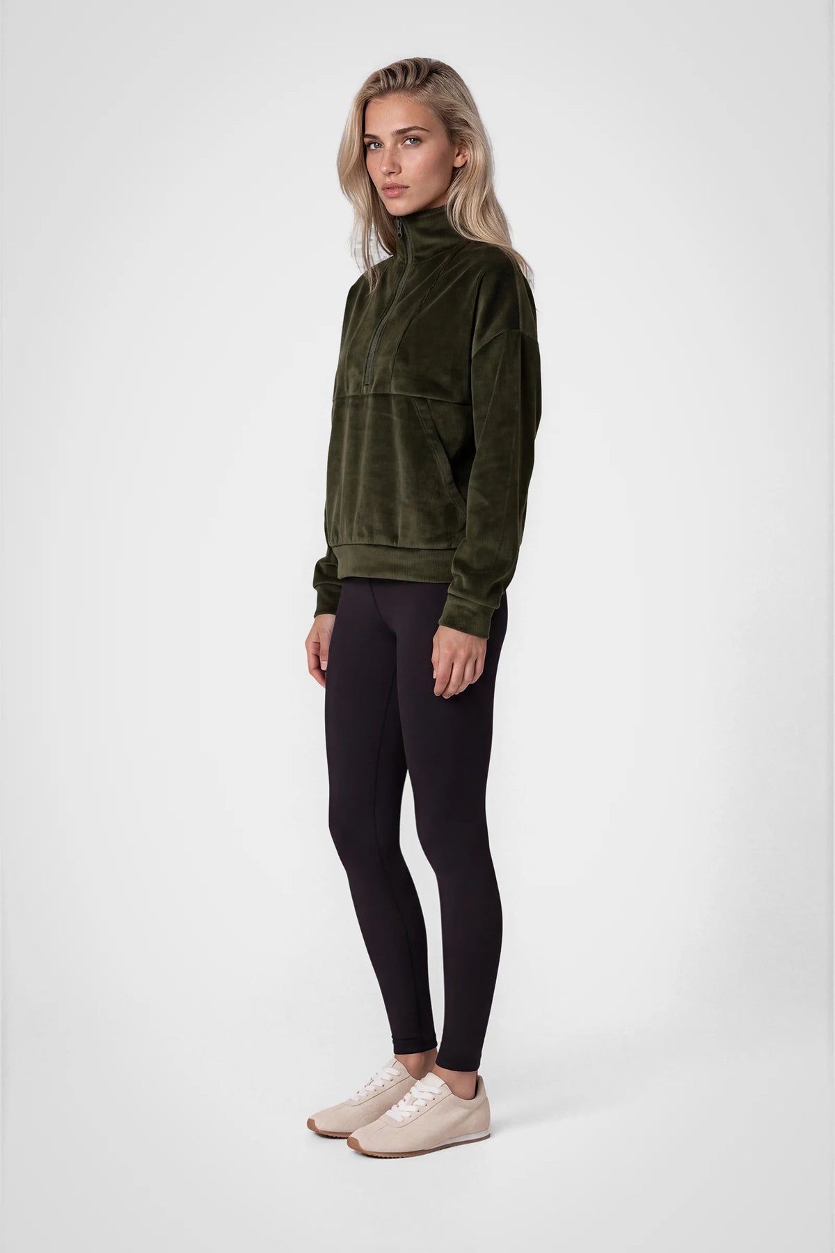 Avelisse Rib Velour Quarter-Zip Pullover
