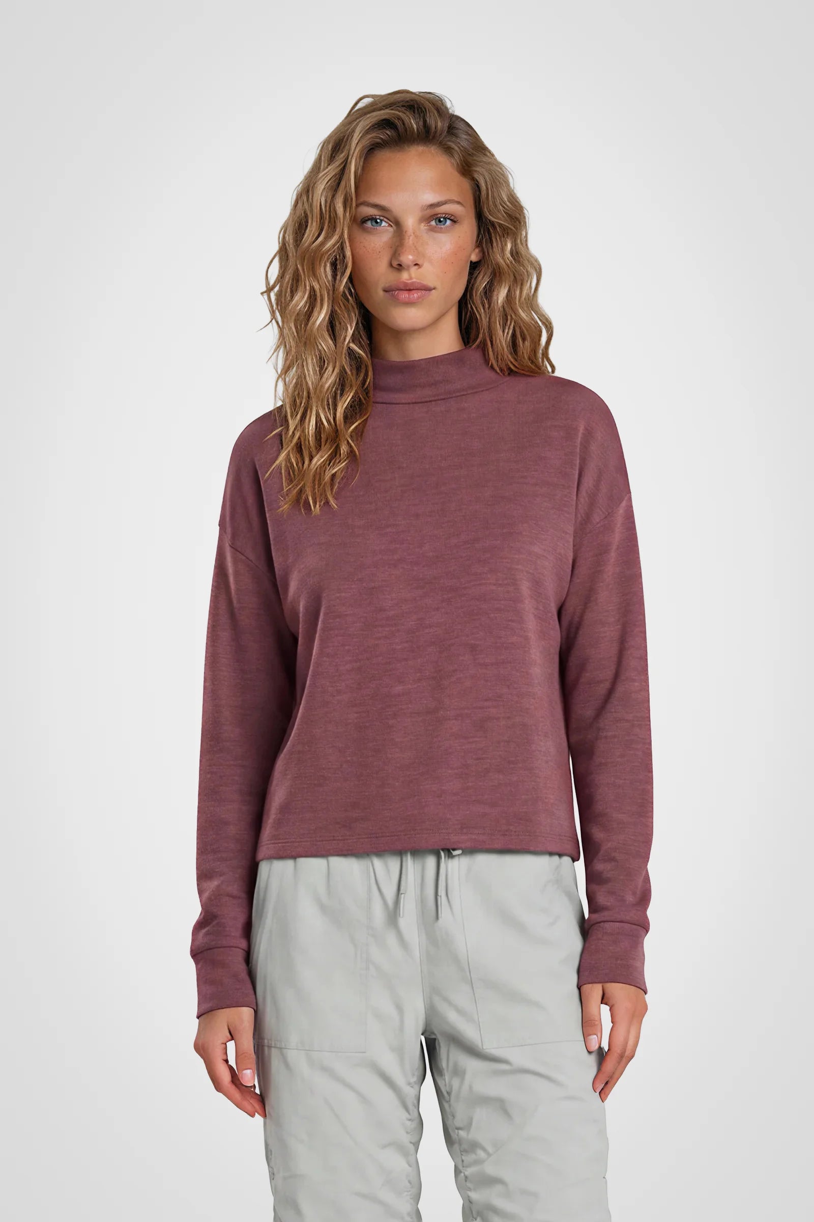 CloudSoft Hi-Low Mock Neck Pullover