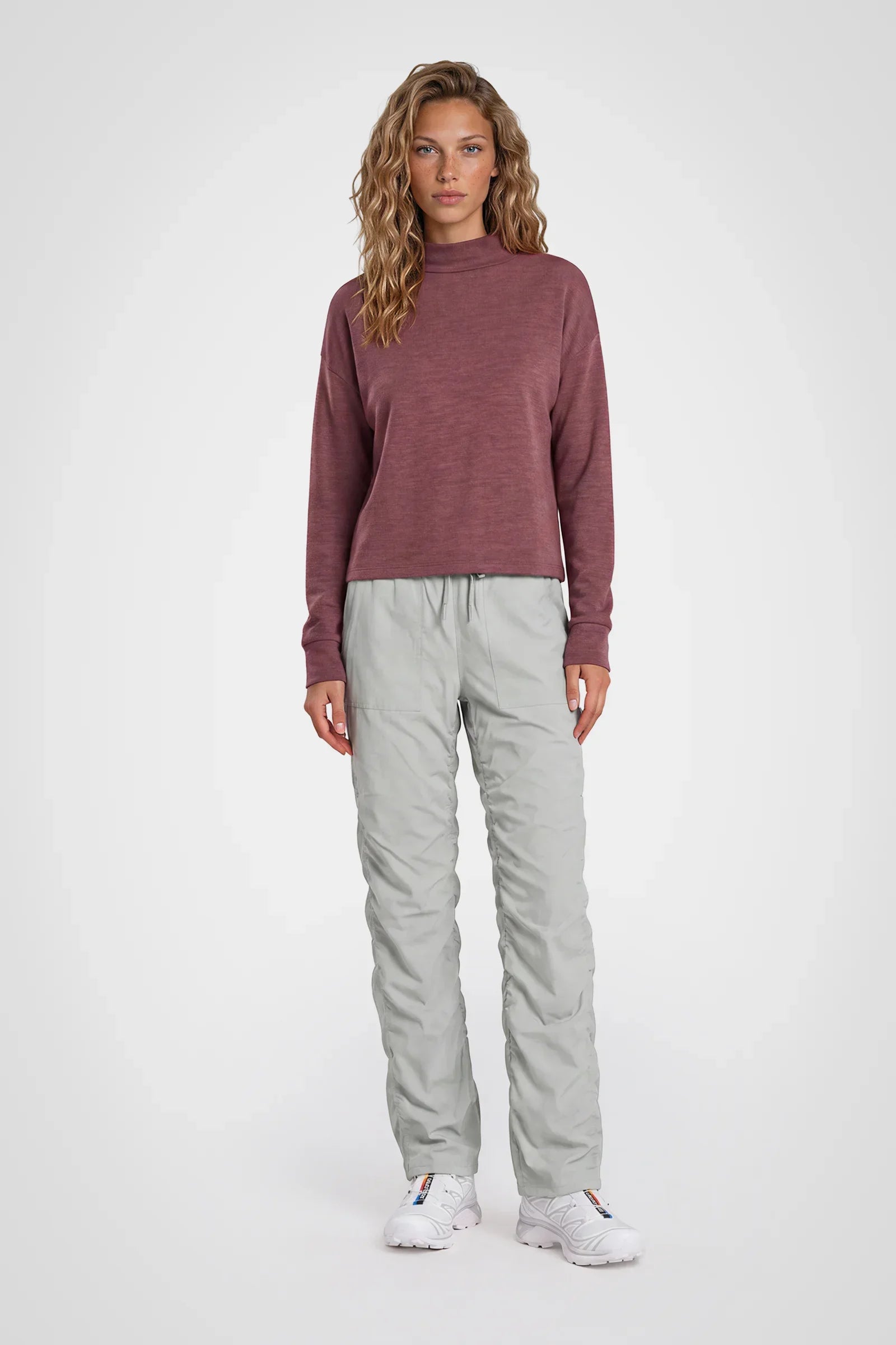 CloudSoft Hi-Low Mock Neck Pullover