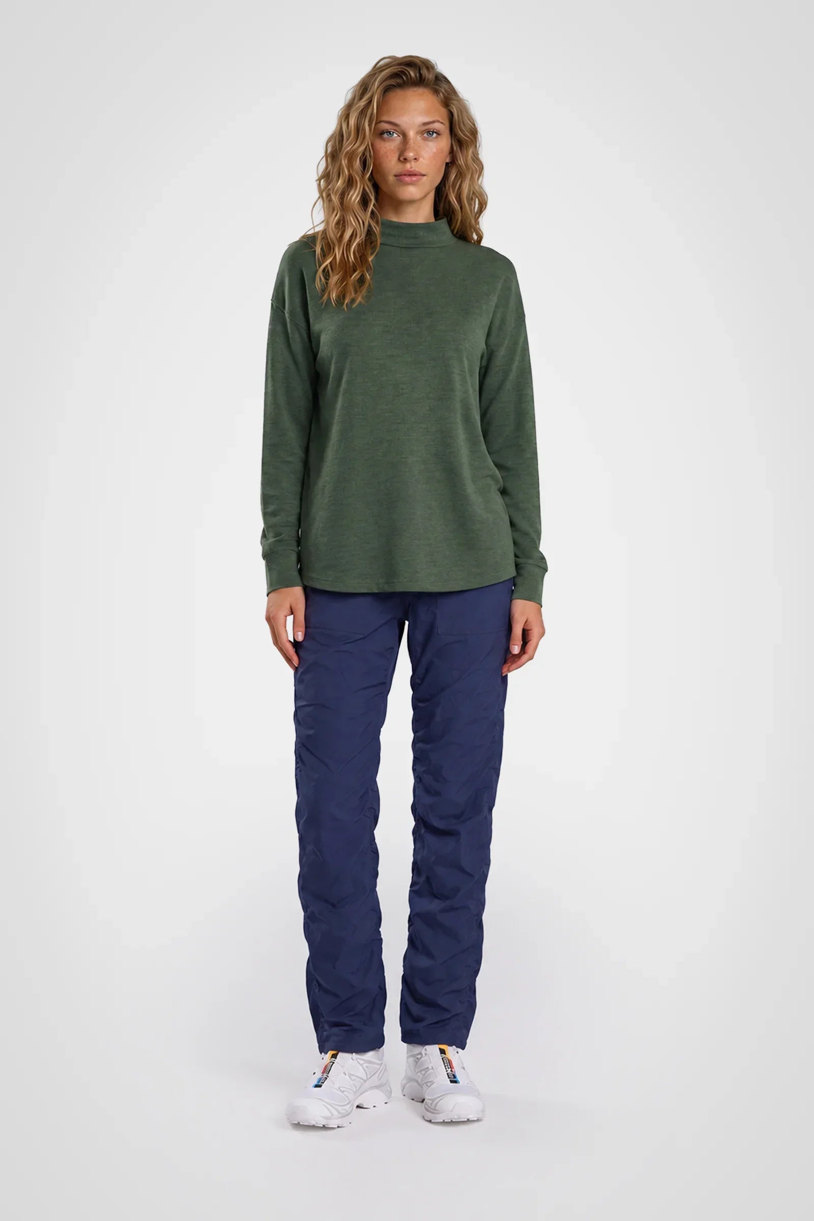 CloudSoft Hi-Low Mock Neck Pullover