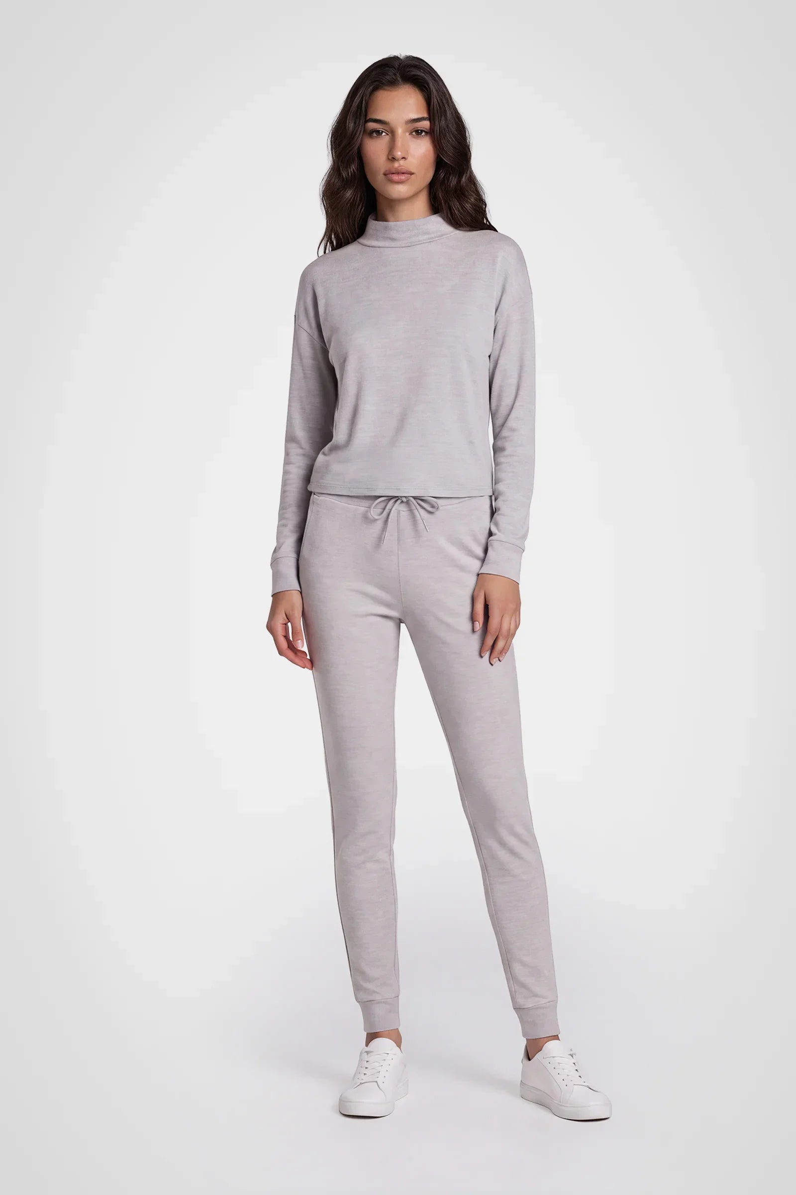 CloudSoft Hi-Low Mock Neck Pullover