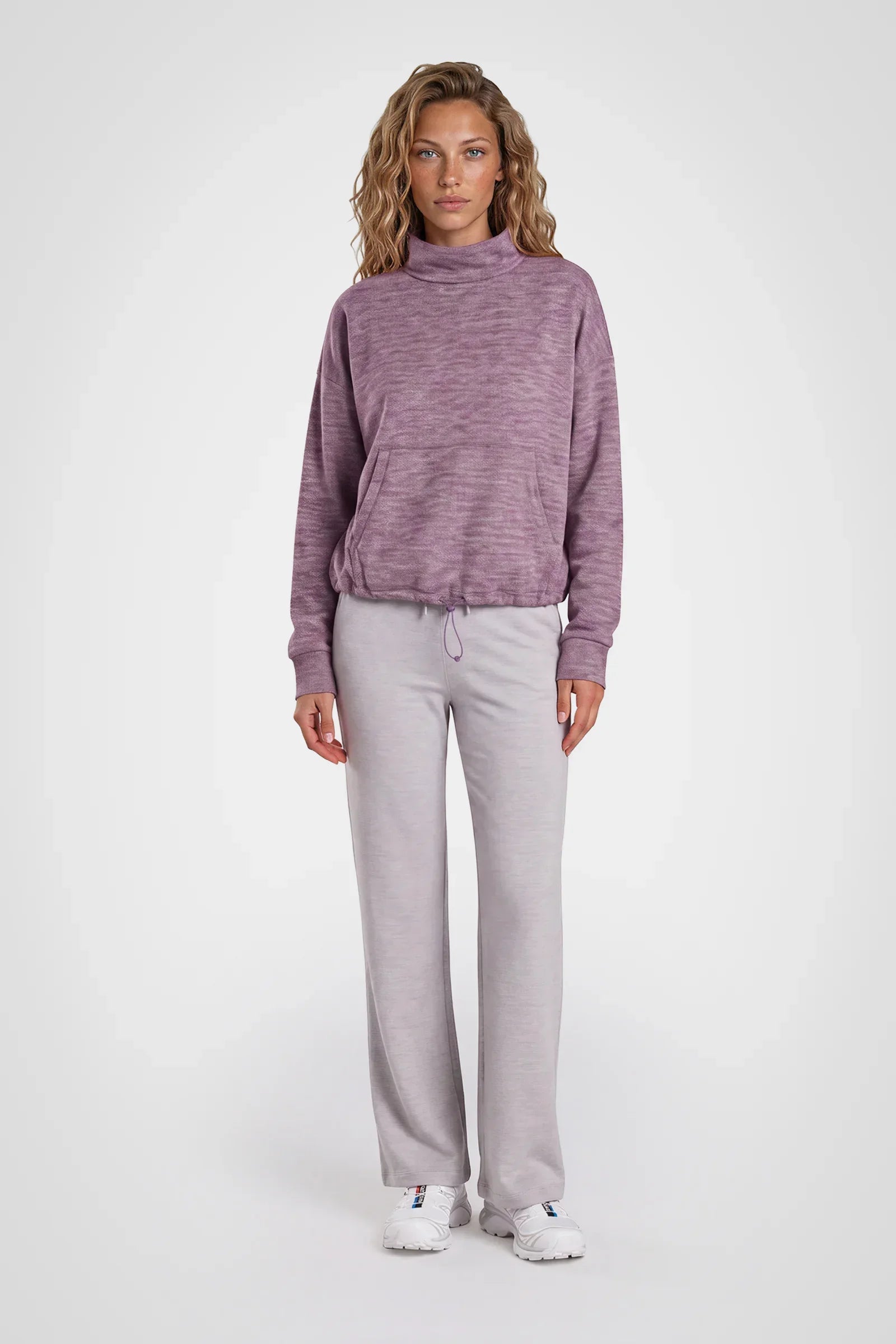 Cozy Herringbone Mock Neck Pullover