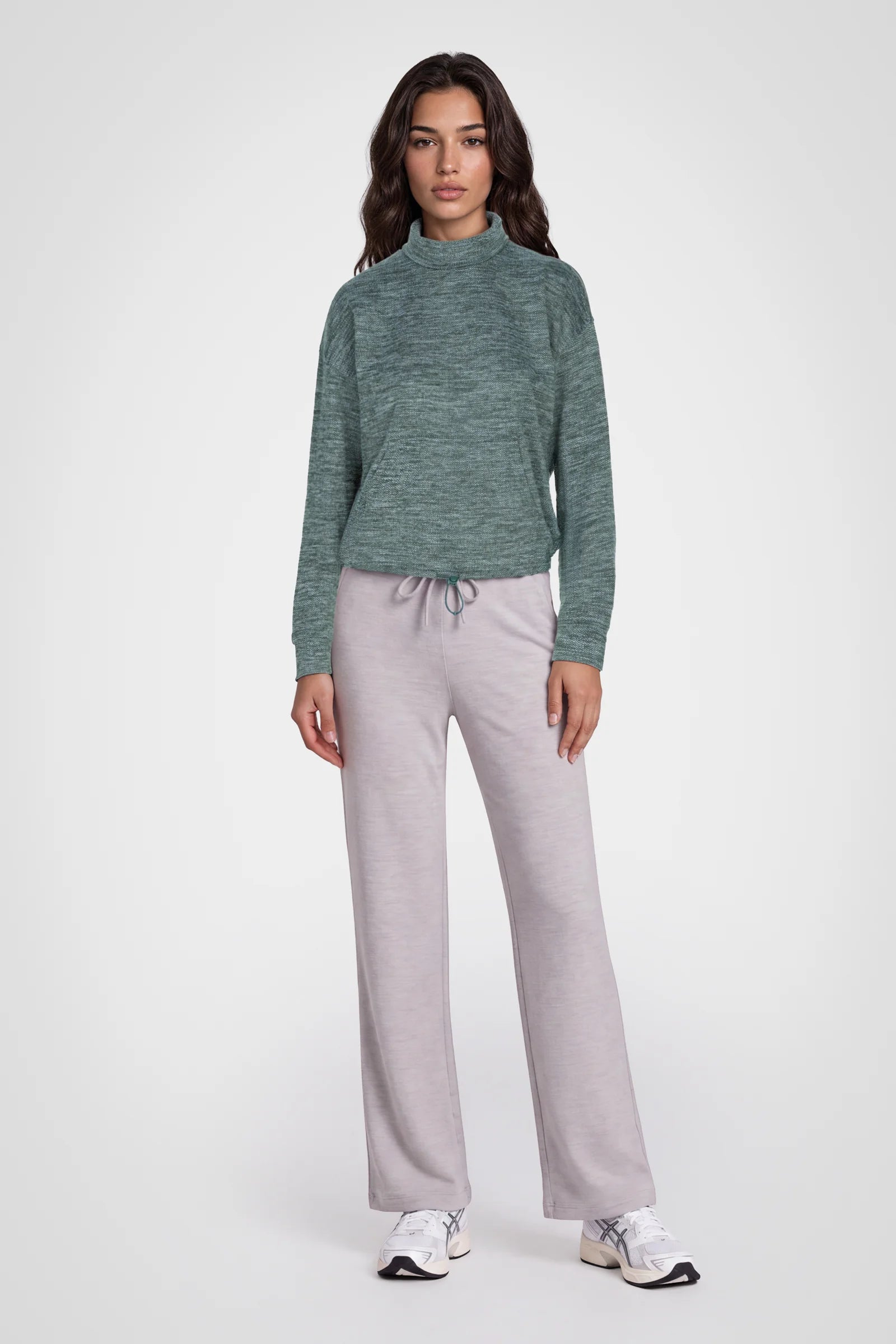 Cozy Herringbone Mock Neck Pullover