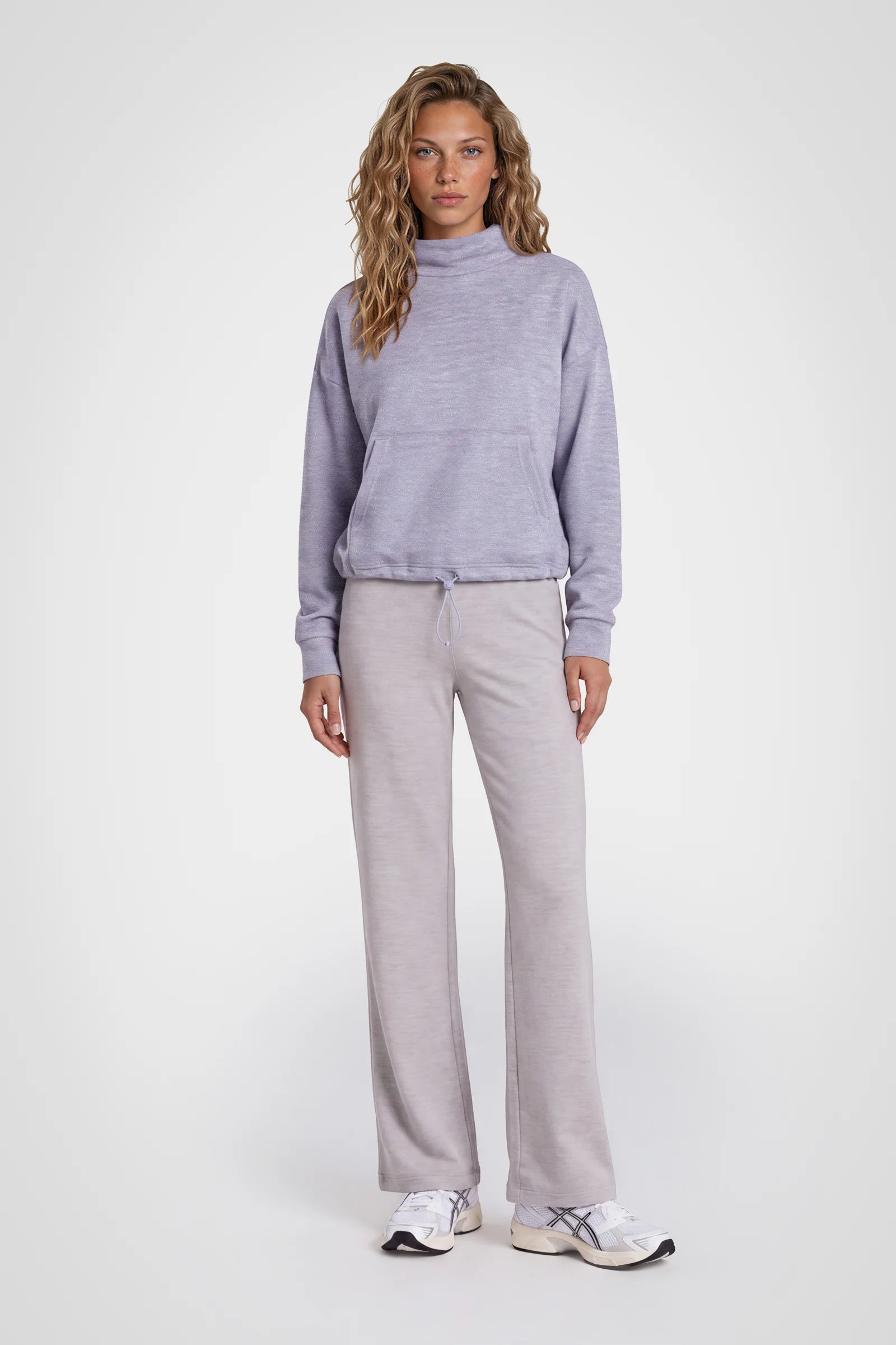 Cozy Herringbone Mock Neck Pullover