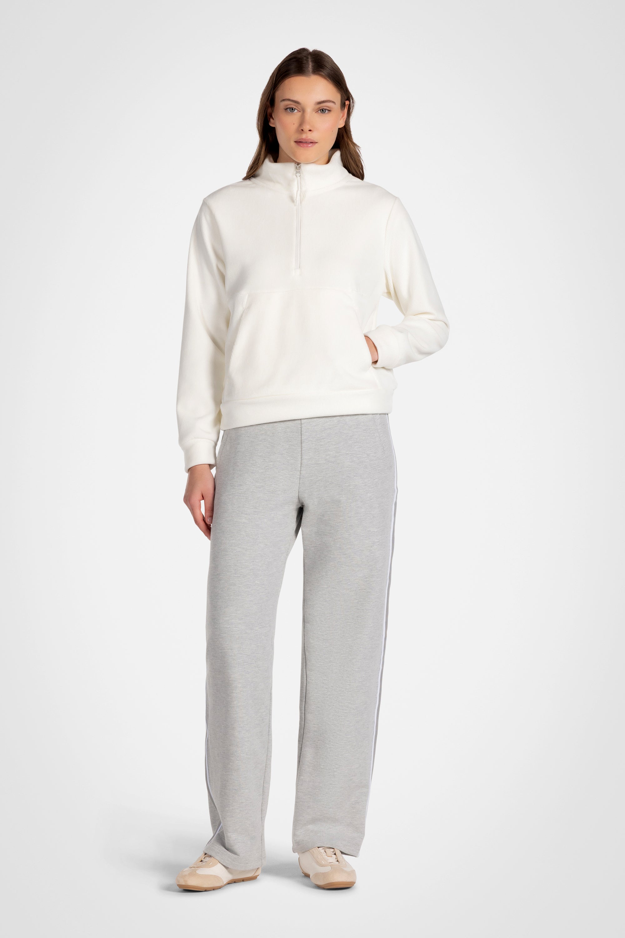 Rib Velour Quarter Zip Pullover