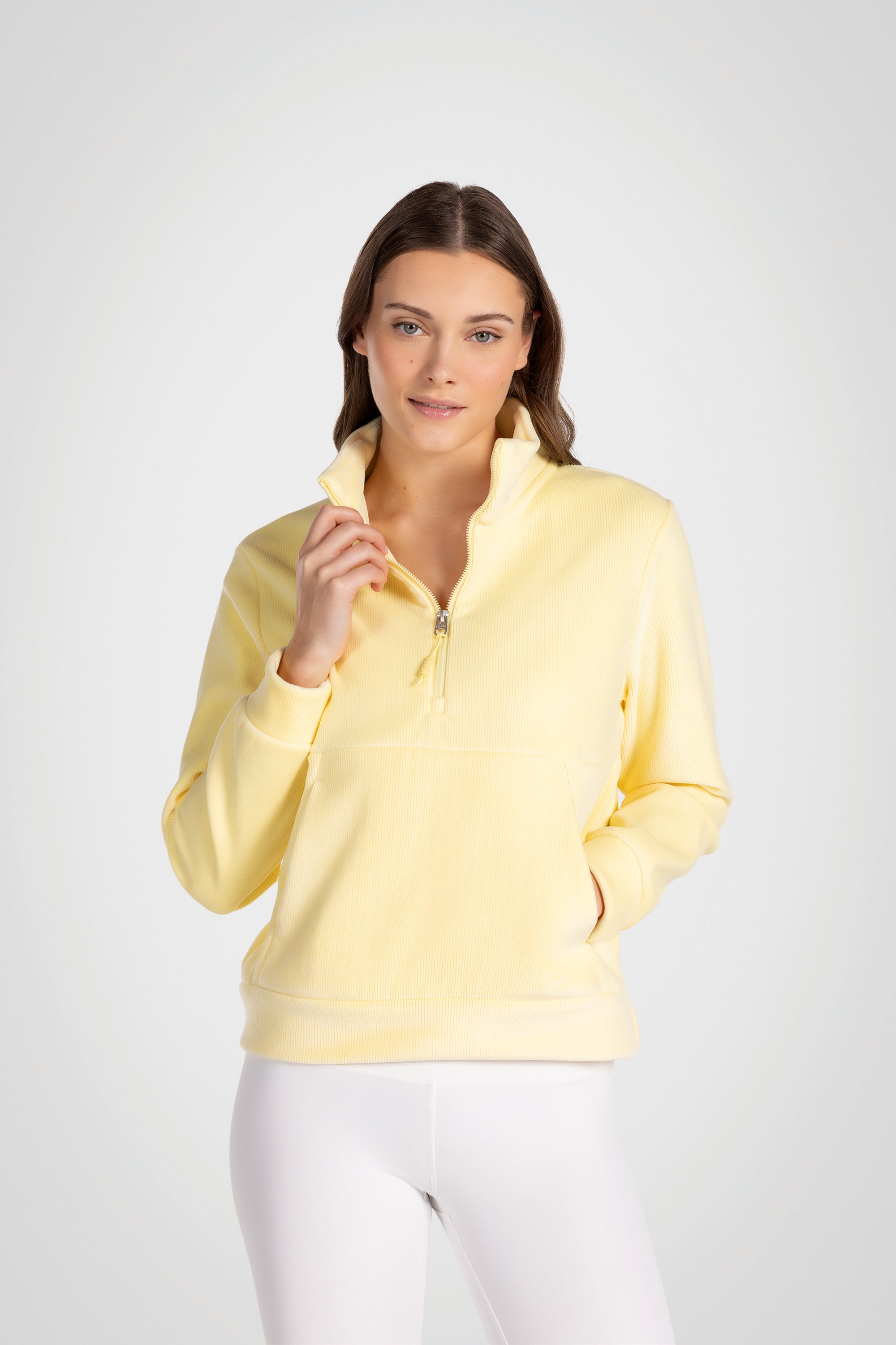 Rib Velour Quarter Zip Pullover