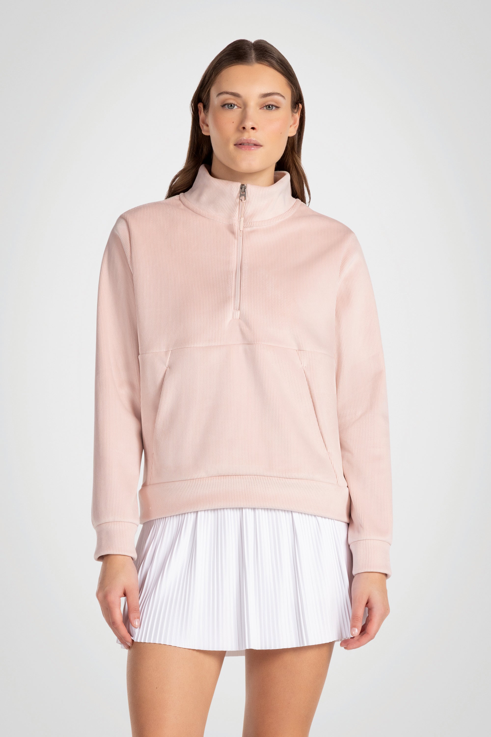 Rib Velour Quarter Zip Pullover