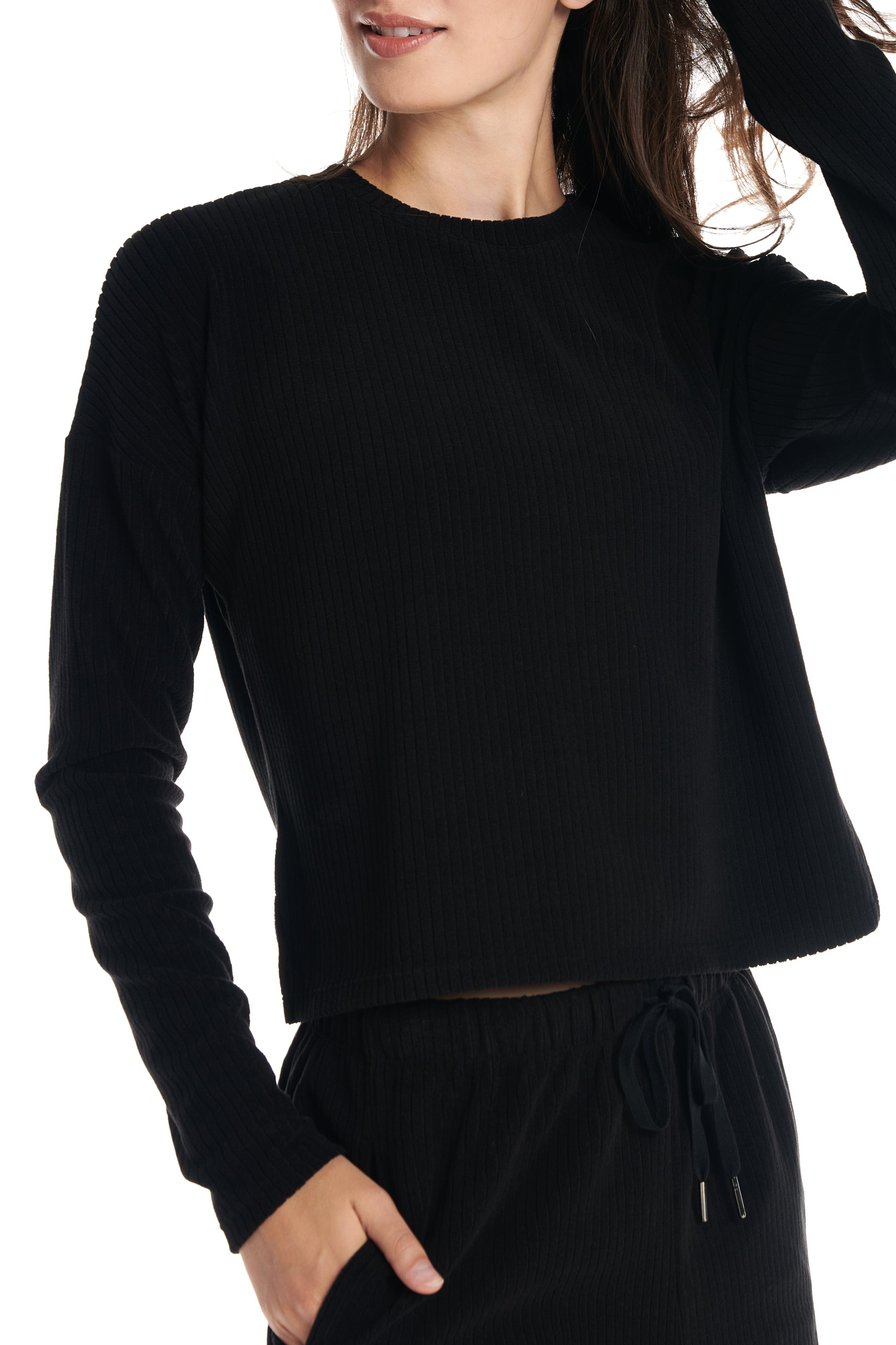 Velour Ribbed Lounge Longsleeve Top