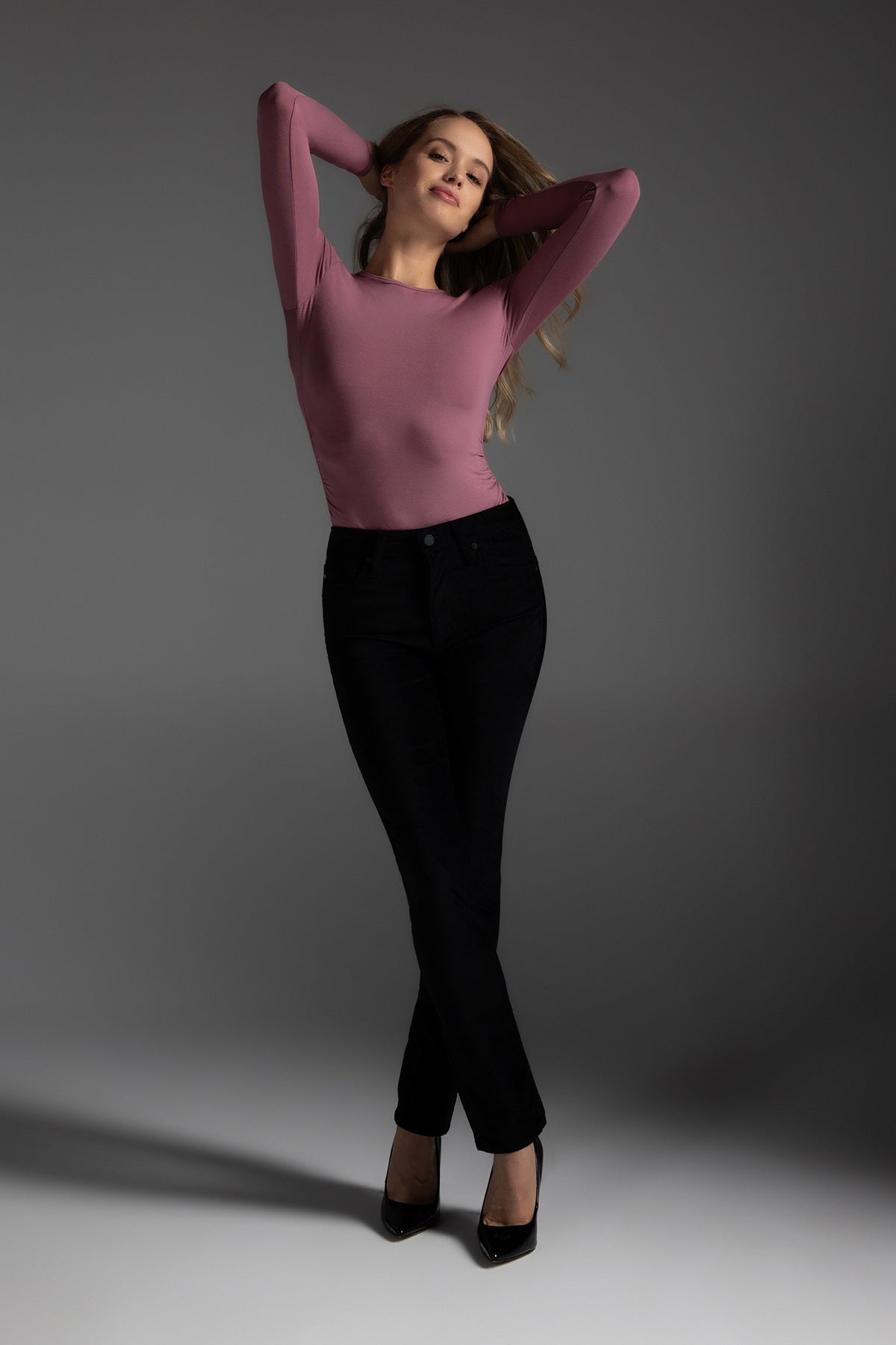 Judy Long Sleeve Crew Neck Full Back Bodysuit