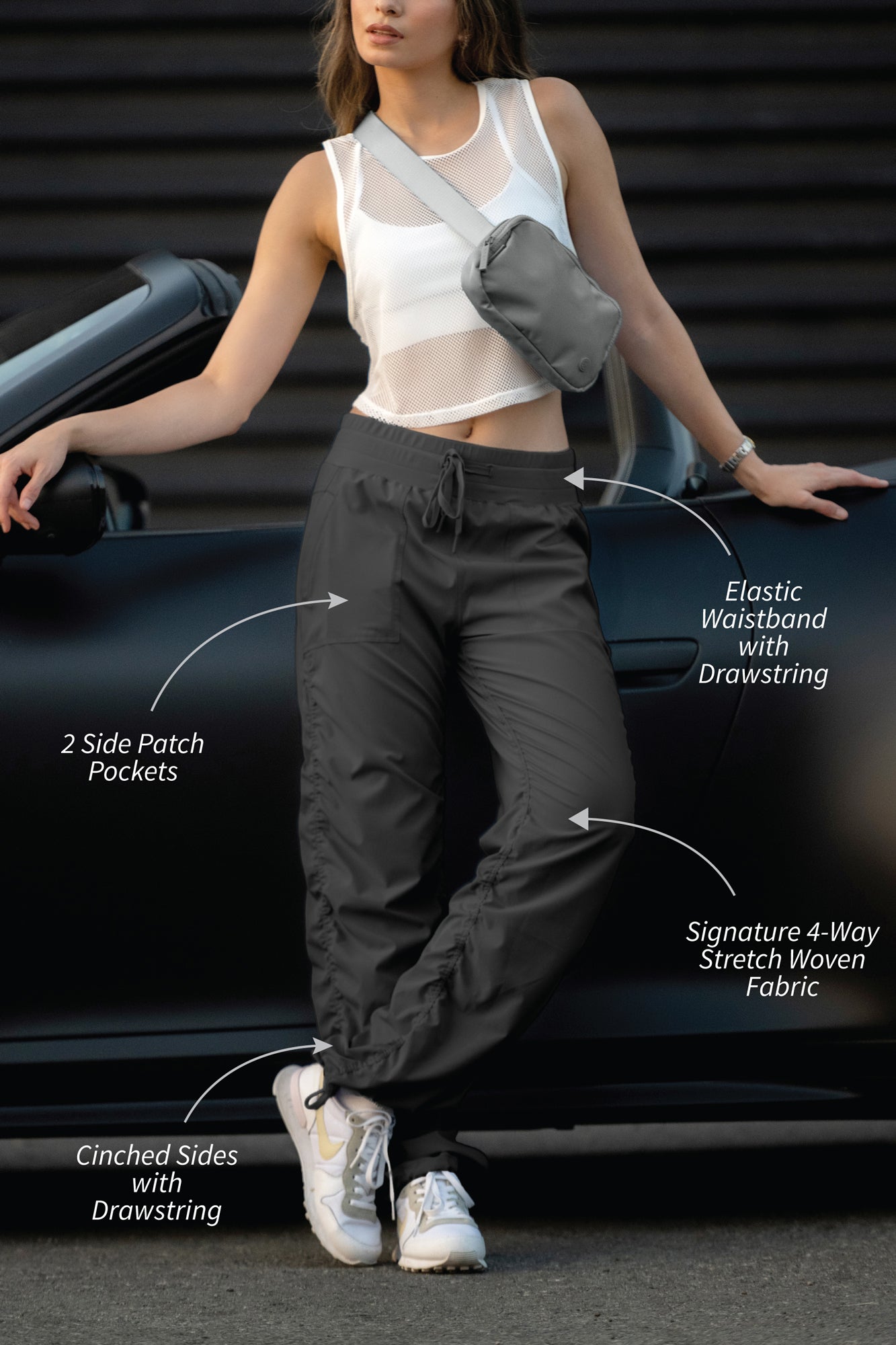 Women's Black 4-Way Stretch Adjustable Adventurous Pant – Kyodan