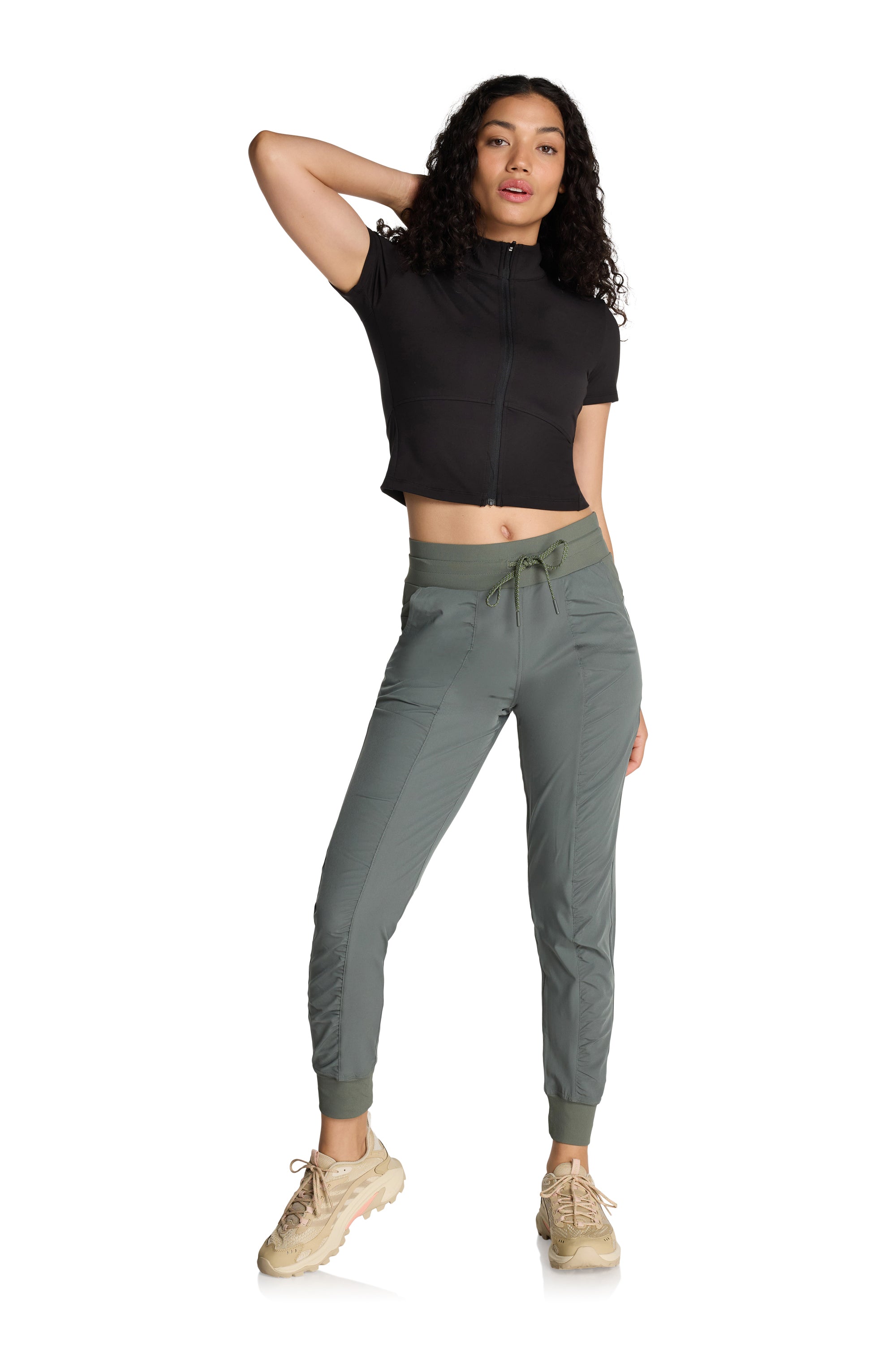 Mock Neck Zip Top
