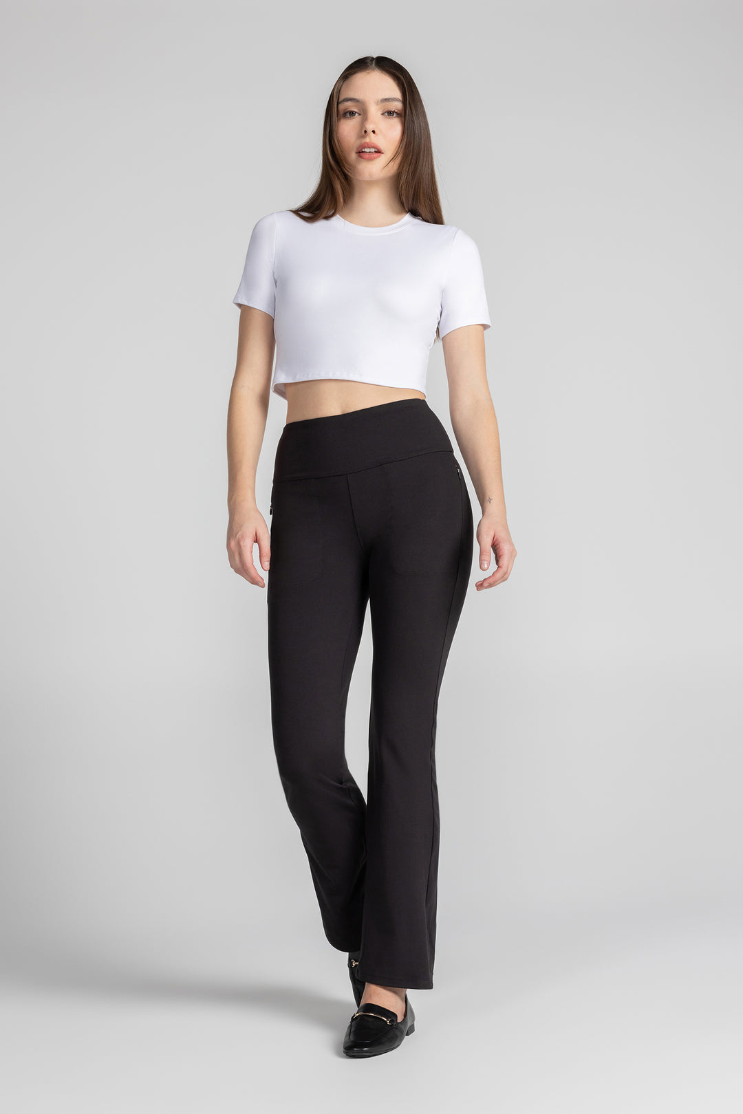 CANVY Flared Pants ブラック Shape Black Sculpted Foldover Waist Flare Trousers | Shape