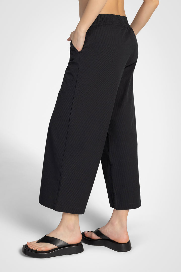 SATURDAYS Seersucker Straight Cropped パン Kyodan Womens Seersucker Wide Crop Pant