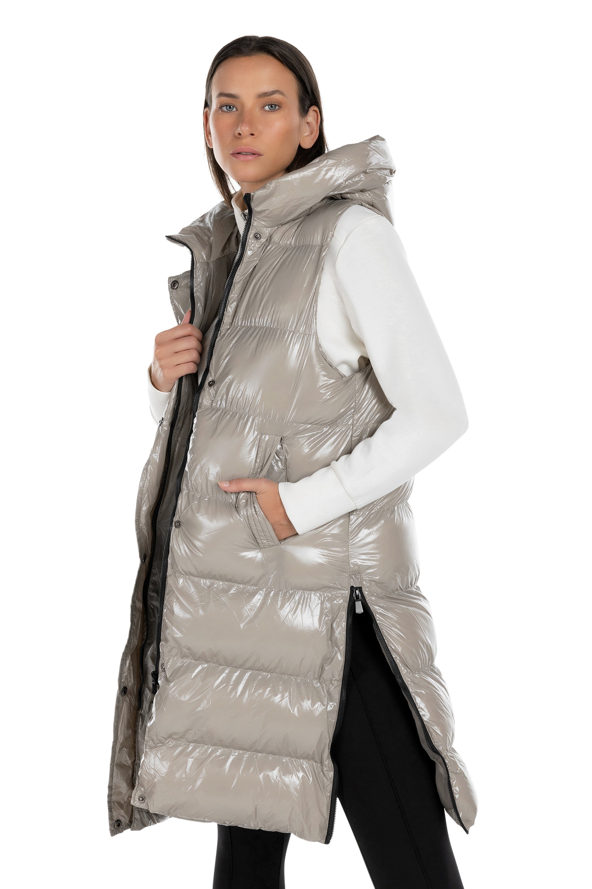 Kyodan Womens Boreal Long Glossy Puffer Vest