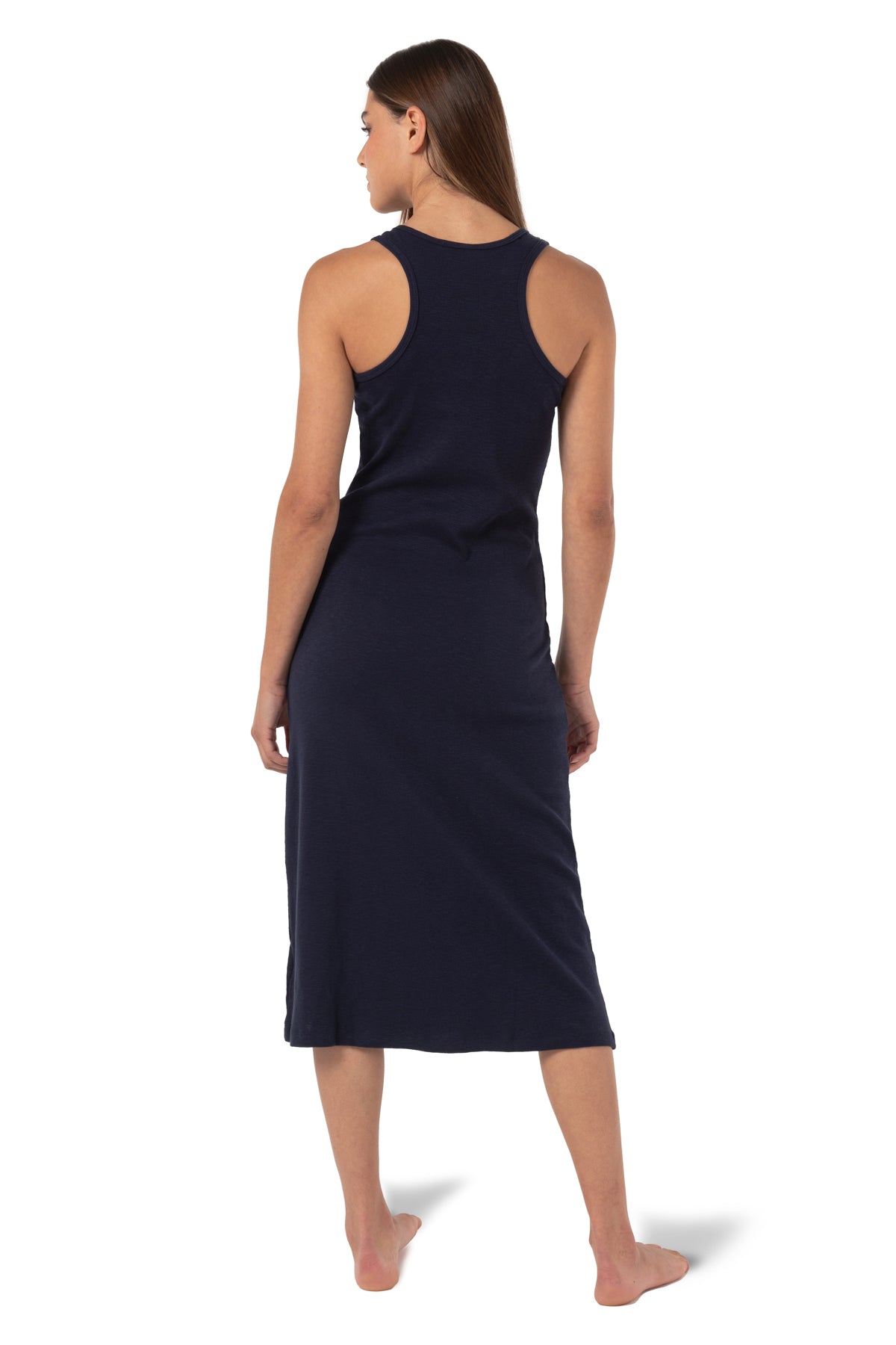 Robe longueur cheville sans manches côtelée Flora