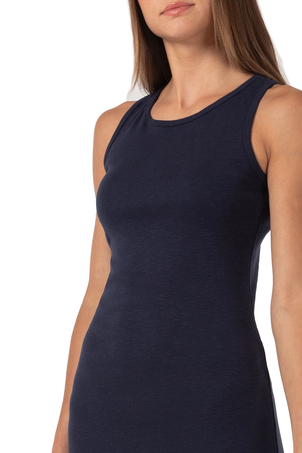 Robe longueur cheville sans manches côtelée Flora