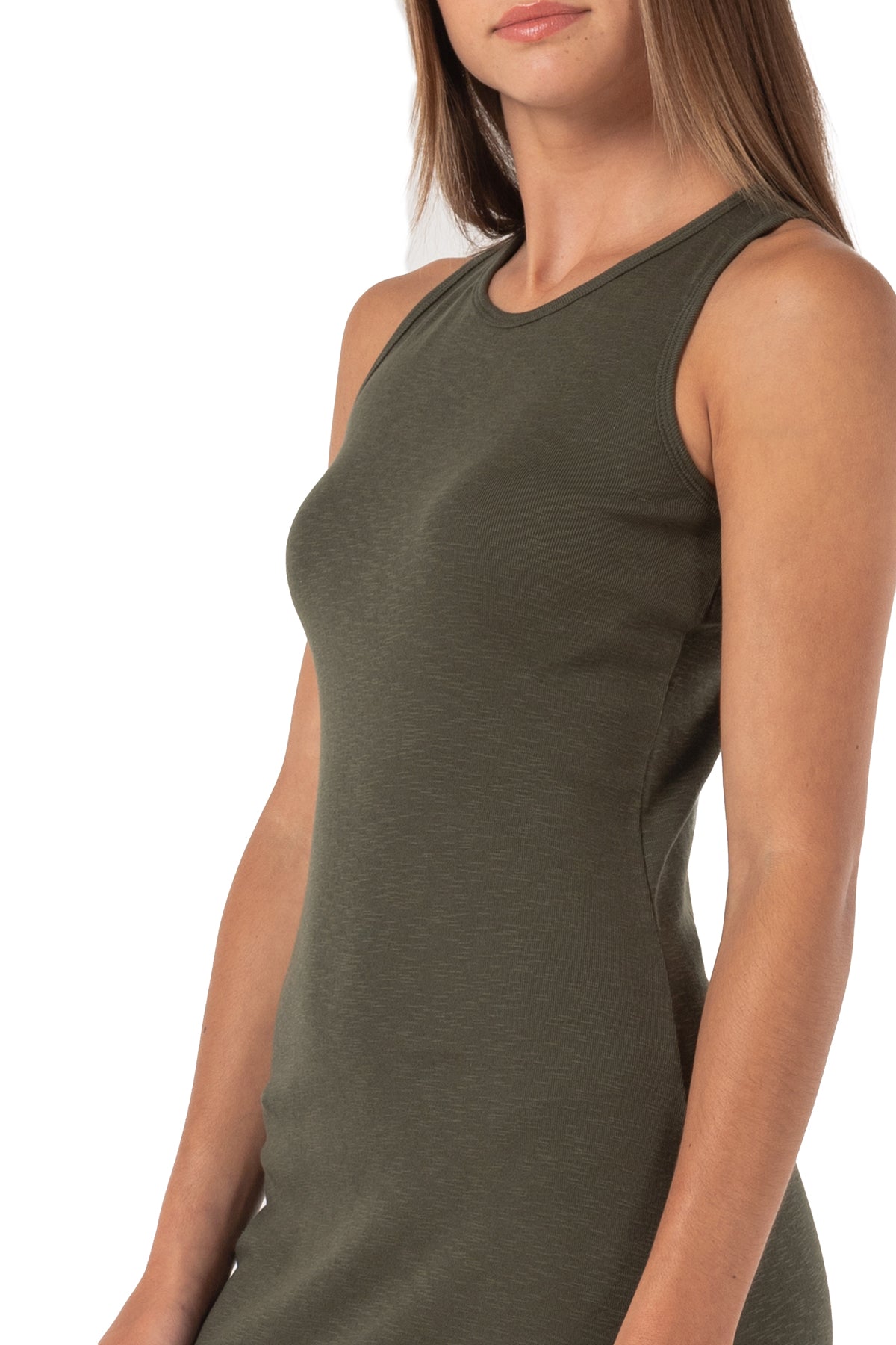 Robe longueur cheville sans manches côtelée Flora