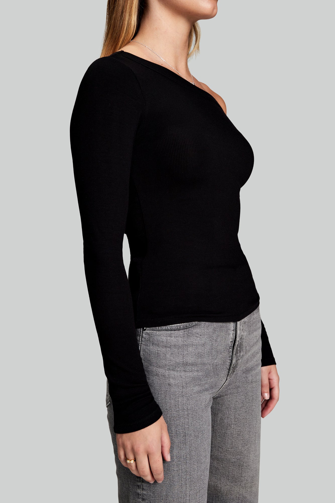 Baby Rib Off-Shoulder Long Sleeve